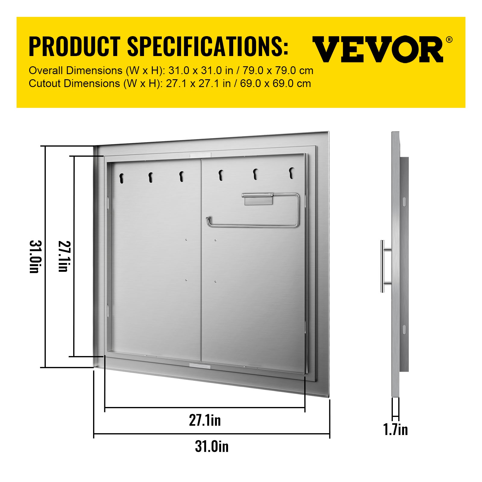 VEVOR 31 x 31-IN BBQ Door Built-In Grill Cabinet Double Doors in the  Built-In Grill Cabinet Parts department at Lowes.com