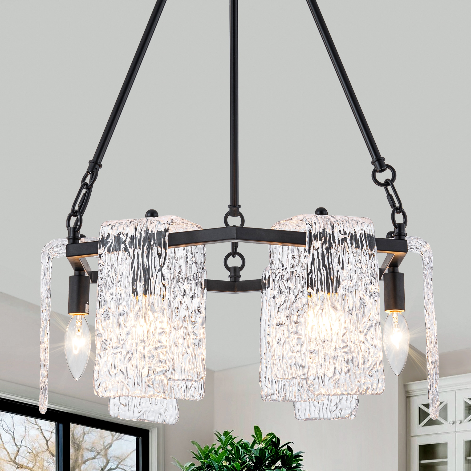 ZSMIHDOH 6 -Light Black Metal Chandelier