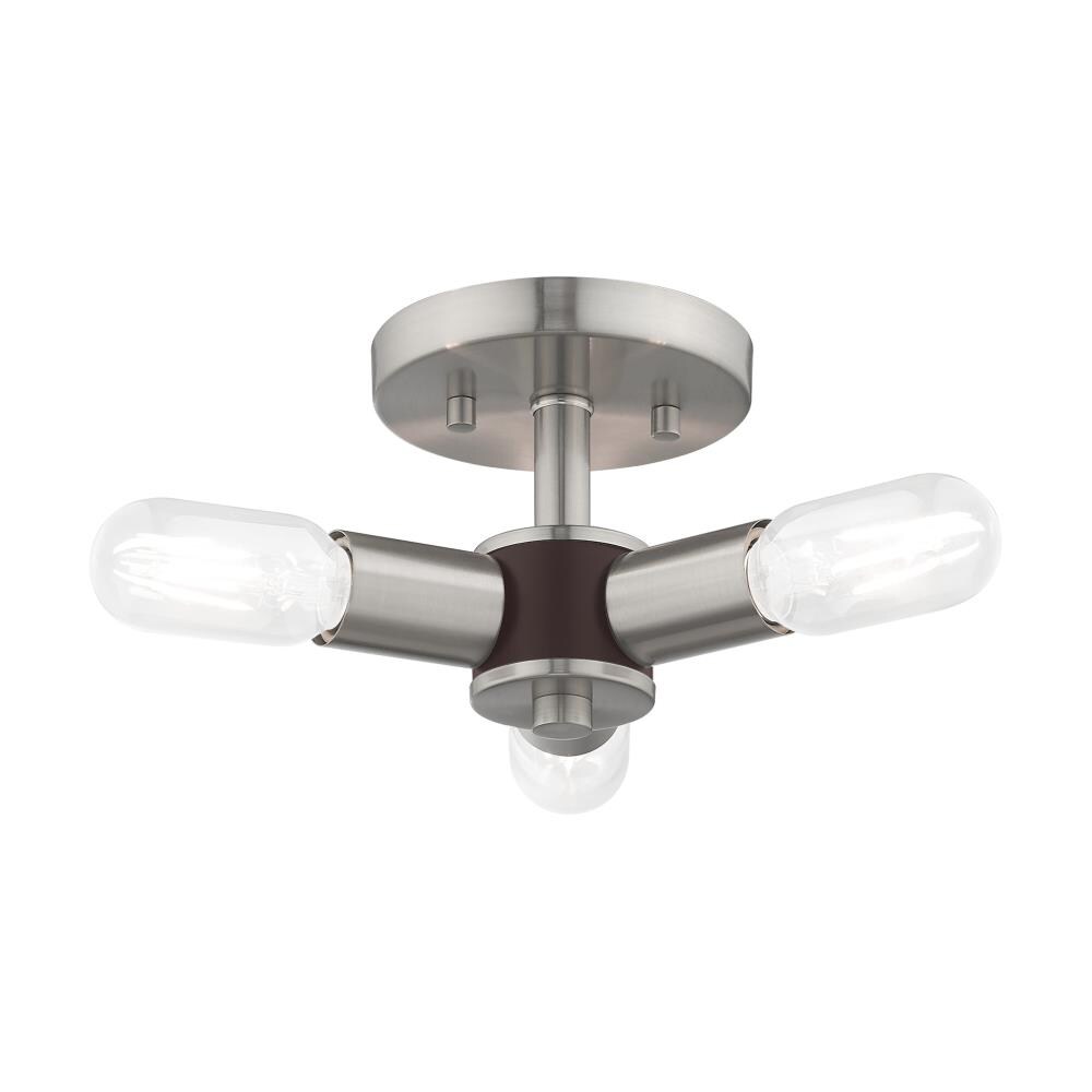 Copenhagen Brushed Nickel 3-Light Flush Mount Ceiling Fixture