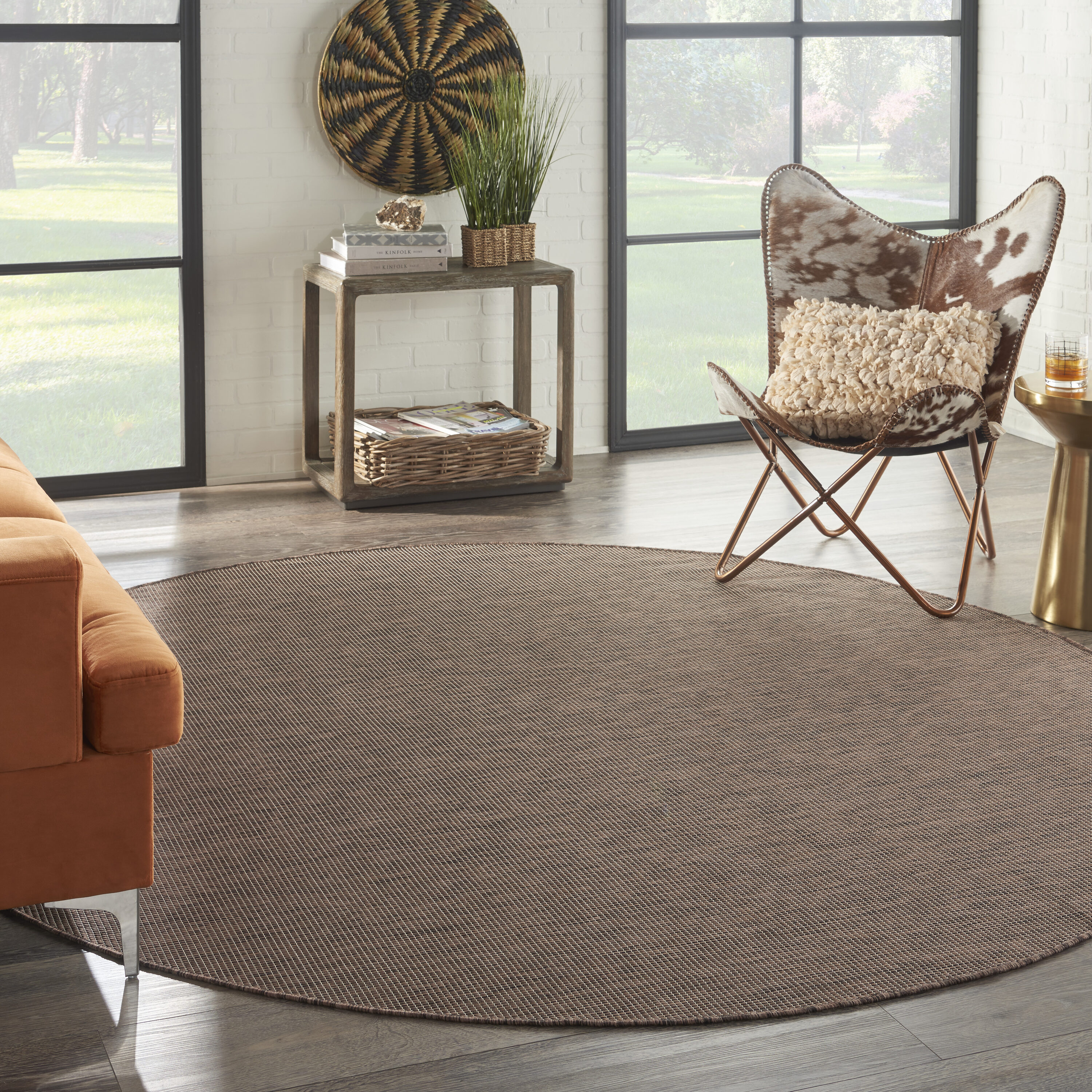 Nourison 99446791832 Positano 8 x 8 (ft) Loomed Polypropylene Natural Round Indoor/Outdoor Solid Area rug