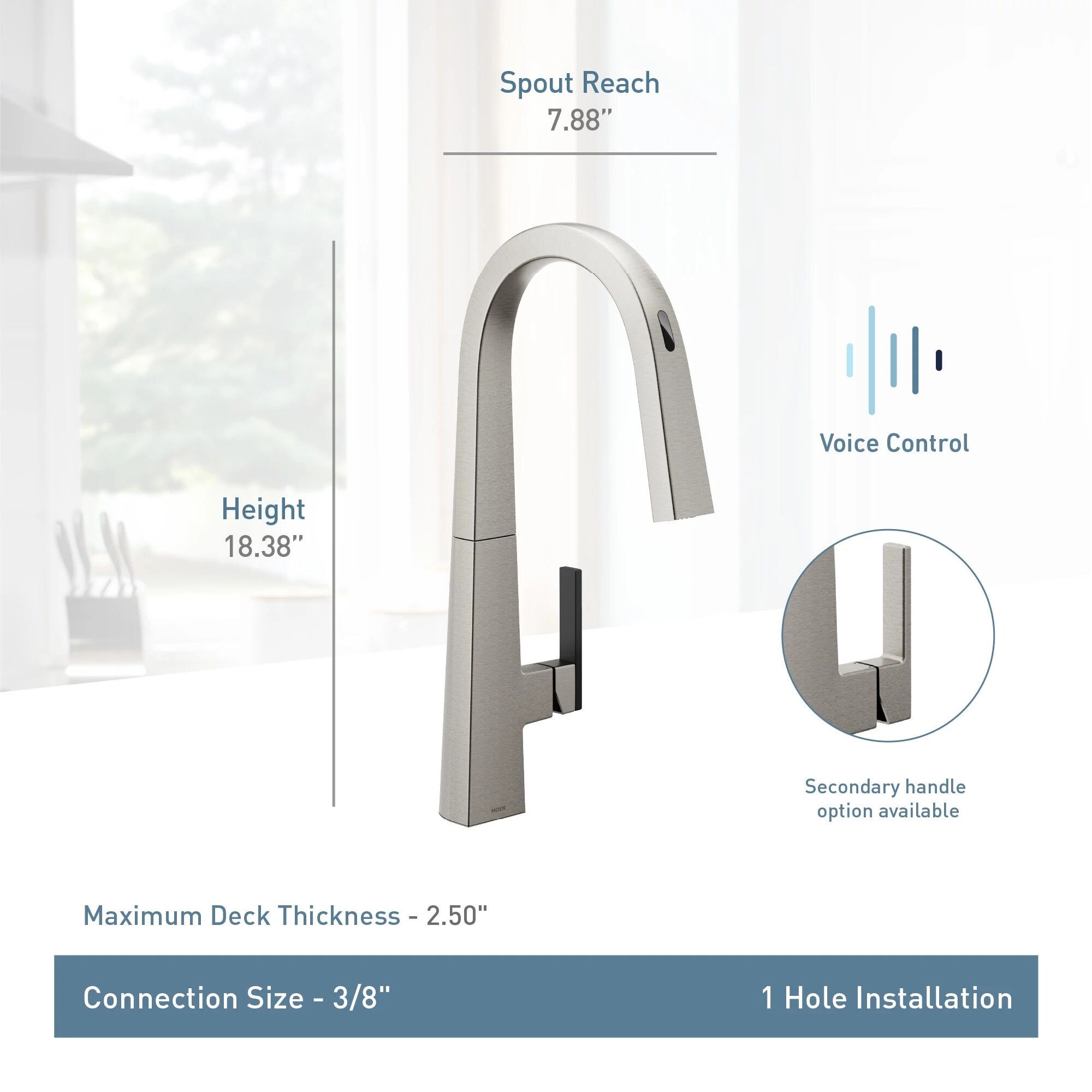 Moen Nio Smart Faucet Chrome Single Handle Pull-down Voice Activated ...