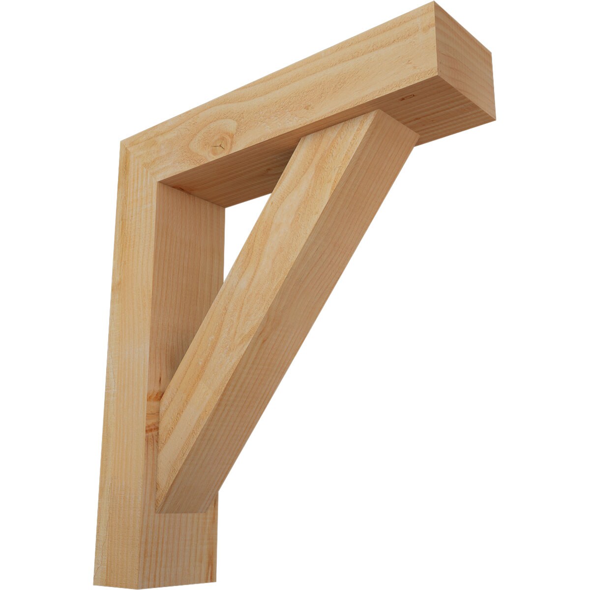 Ekena Millwork 1464946 Traditional block rough sawnbracket with offset brace 6-in x 24-in x 28-in Douglas fir Brown Wood Standard bracket