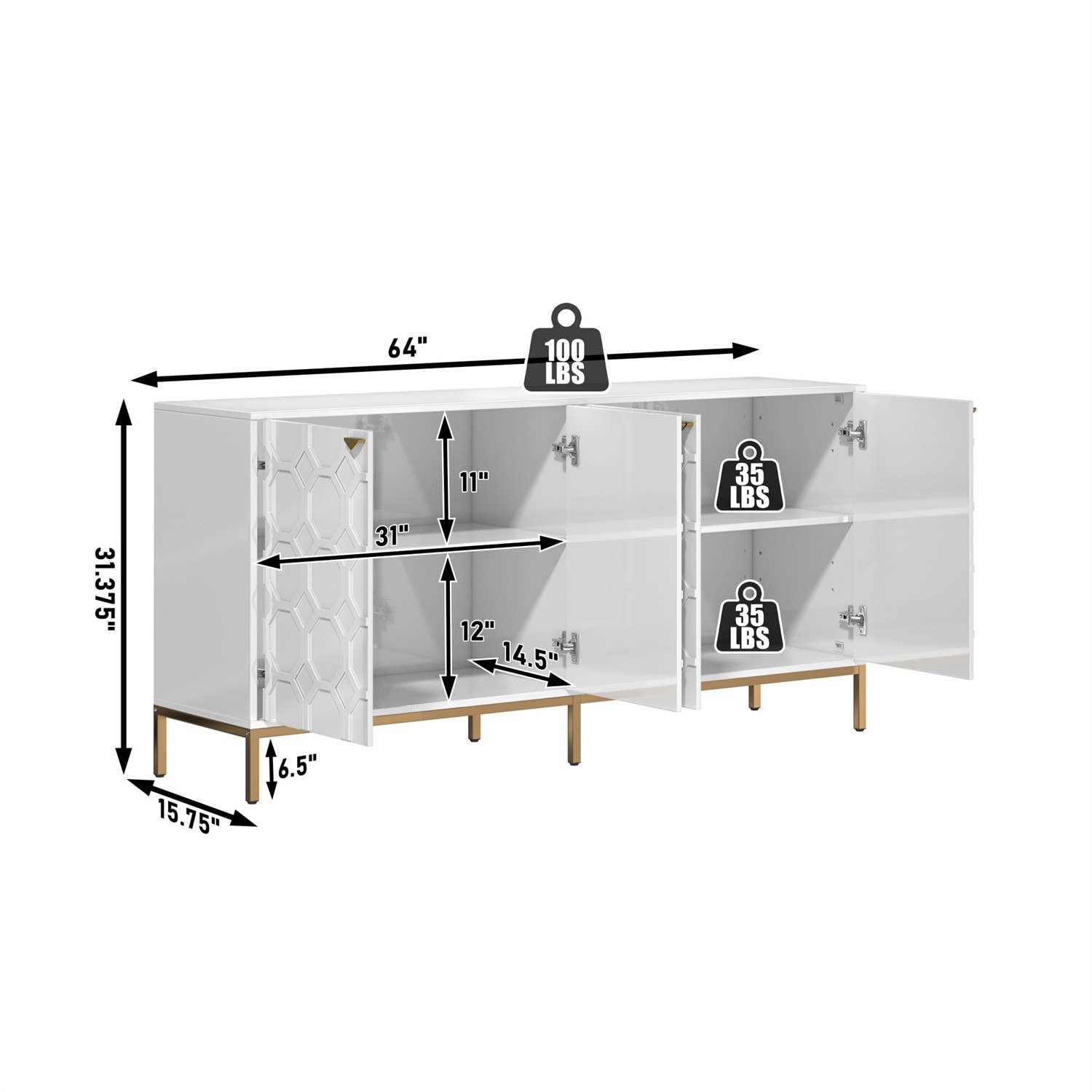 Mondawe MO-JH0054D-WH Dining-Kitchen-Storarge - View #7