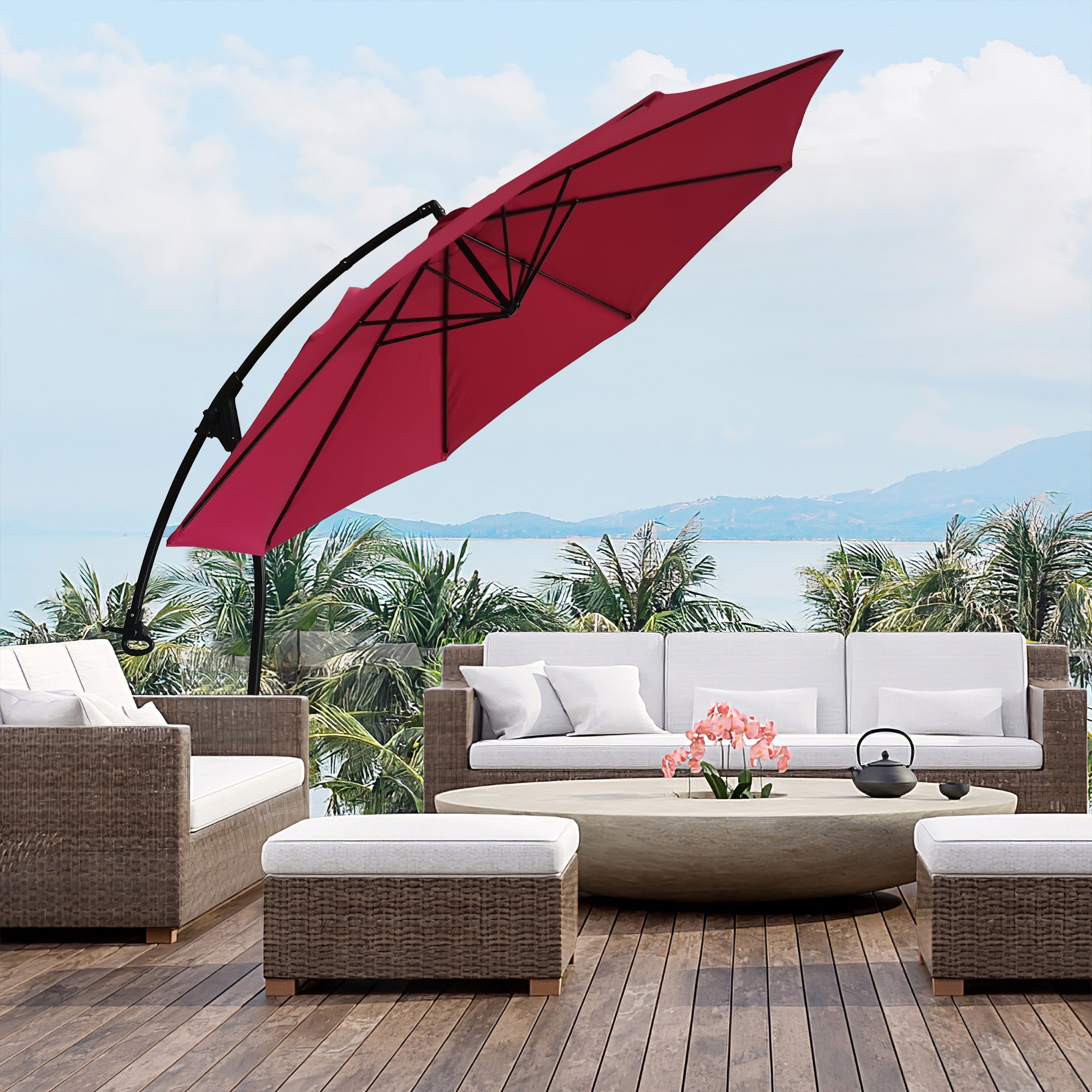 Mondawe 11-ft Cantilever Patio Umbrella with Base in the Patio ...