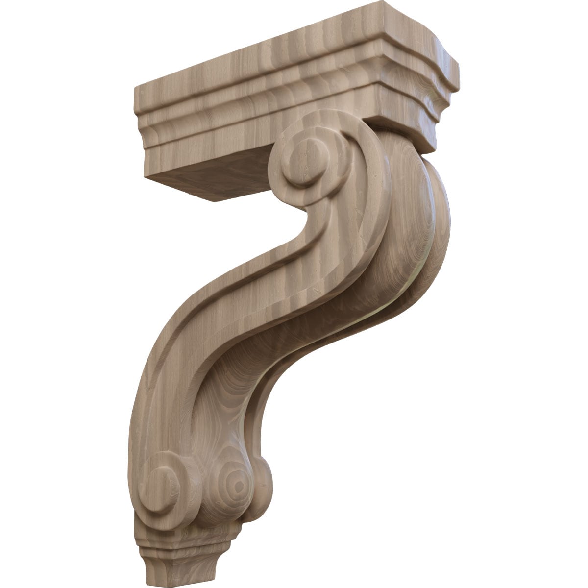 13" Hand-Carved Walnut Wood Corbel