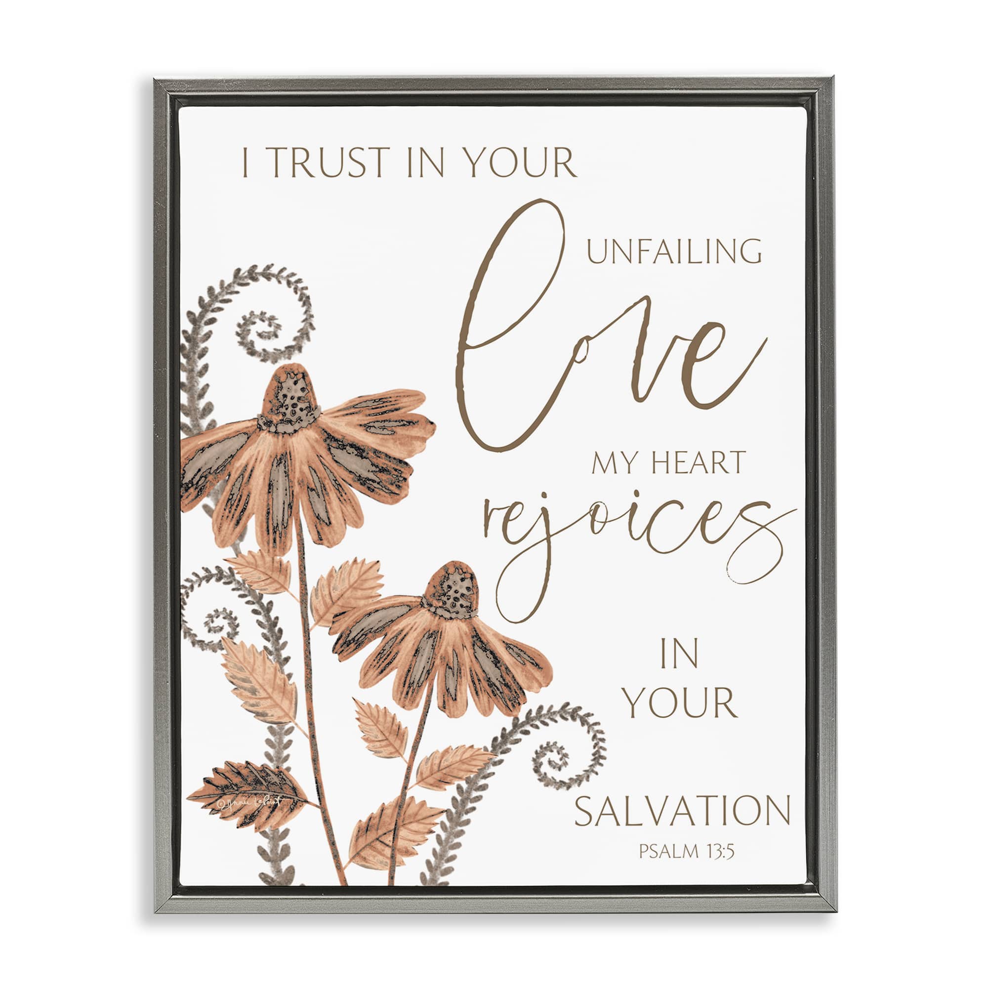 Stupell Industries BT-564-FFL-16X20 Trust In Your Unfailing Love Gray Framed Floater Canvas Wall Art By Annie LaPoint 17 x 21