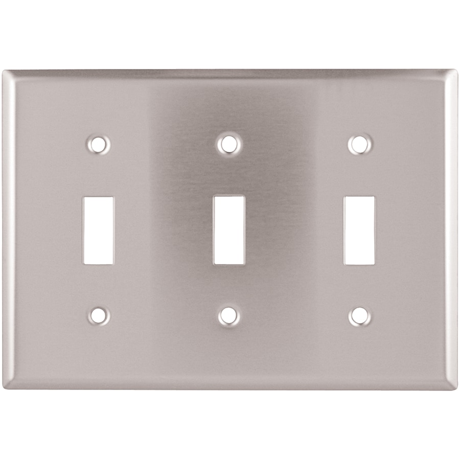 Eaton 93073-L 3.0 -Gang Standard Size Stainless steel Stainless steel Indoor Toggle Wall Plate
