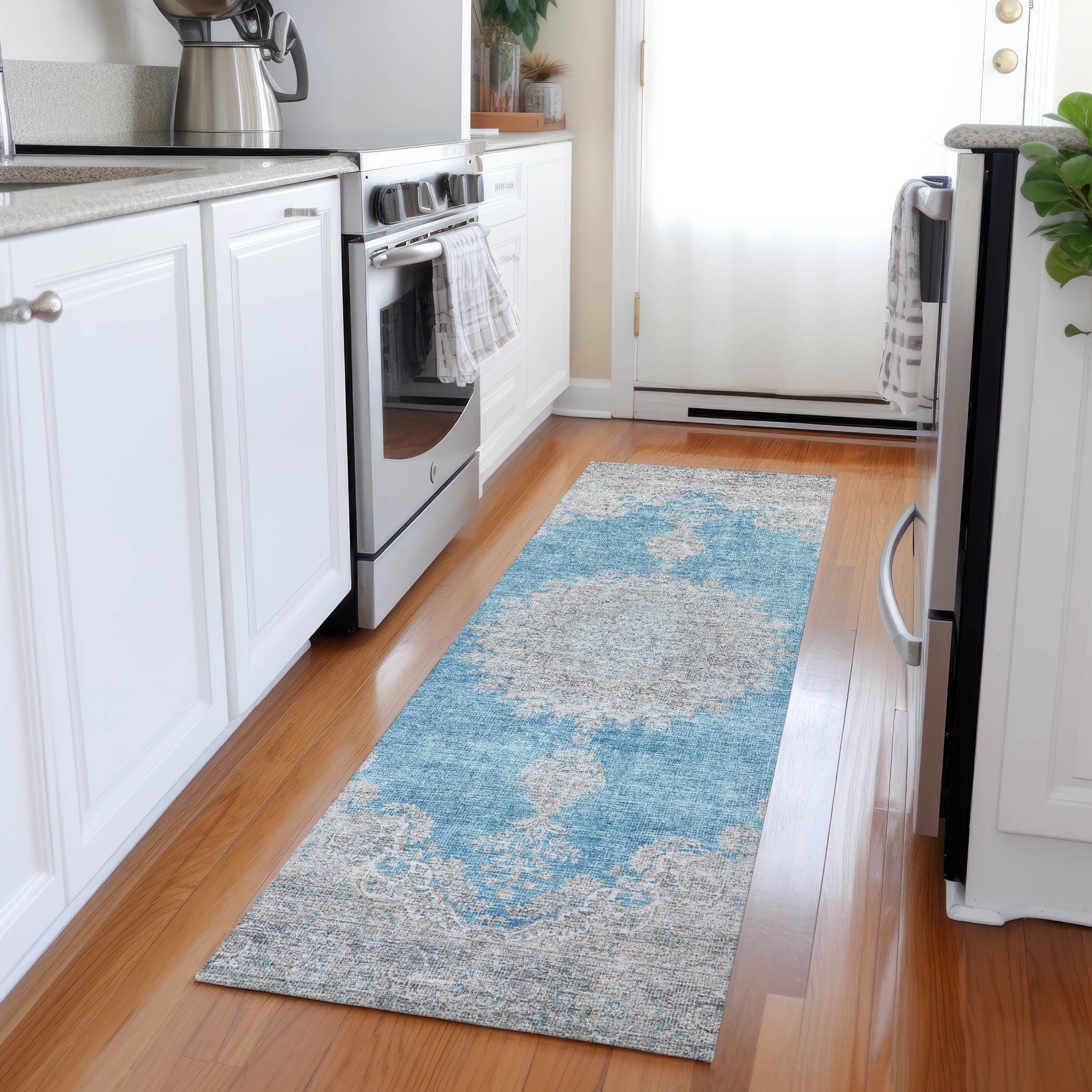 Addison Rugs ACN1003TE2X8 Chantille ACN1003TE 2 x 7 (ft) Polyester Teal Rectangular Indoor/Outdoor Geometric Machine washable Runner rug