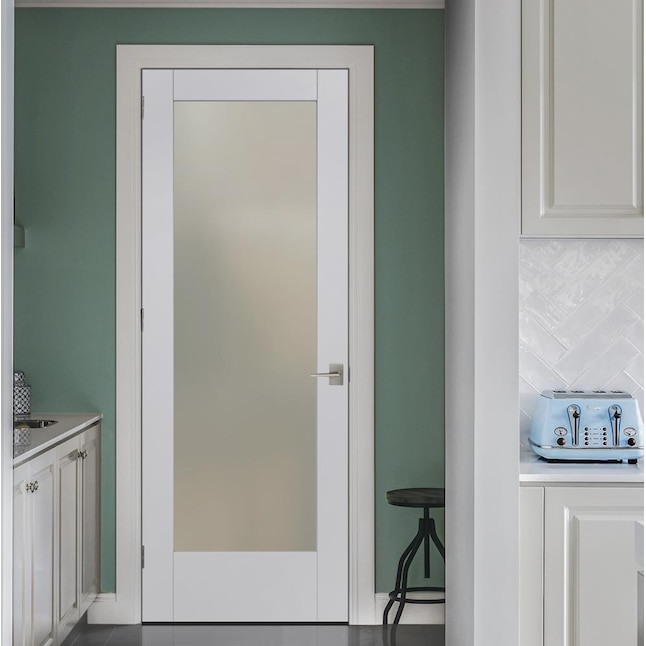 Welsprekend lager bolvormig JELD-WEN MODA 1011 24-in x 80-in 1-panel Square Frosted Glass Solid Core  Primed Mdf Right Hand Single Prehung Interior Door in the Prehung Interior  Doors department at Lowes.com