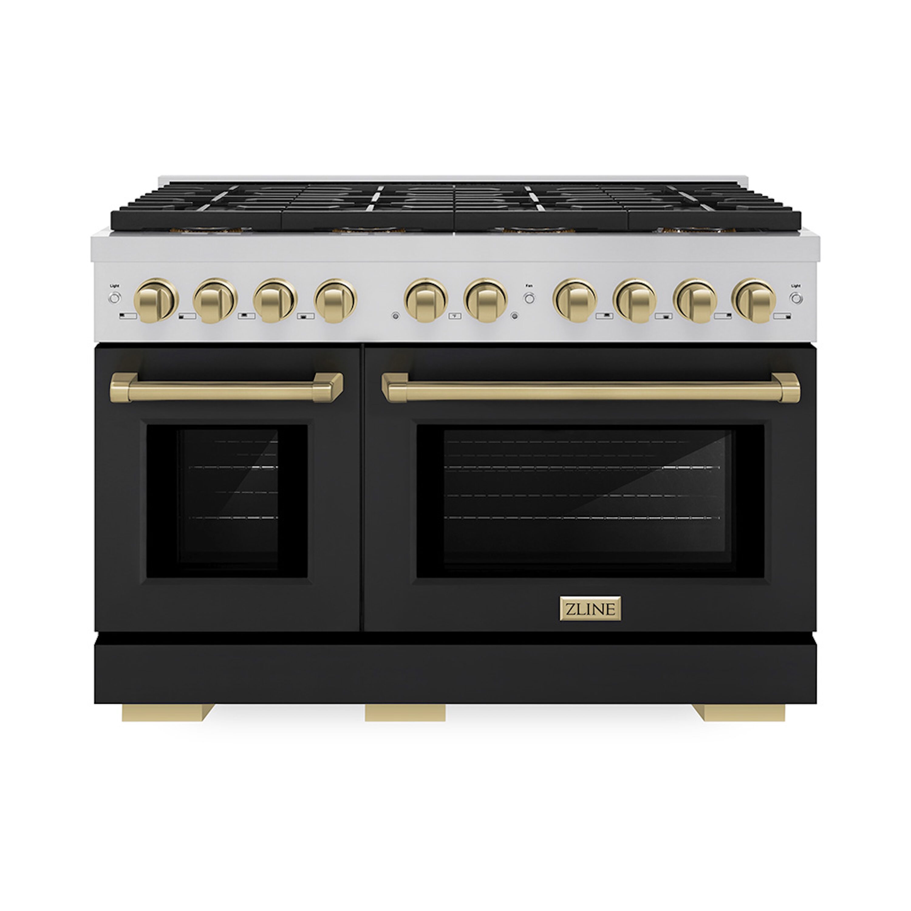 ZLINE KITCHEN & BATH PSDRZ-BLM-48-CB Paramount 48-in 4.2-cu ft / 2.5-cu ft Convection Oven Freestanding Double Oven Dual Fuel Range ( Stainless Steel w/Black Matte Door )
