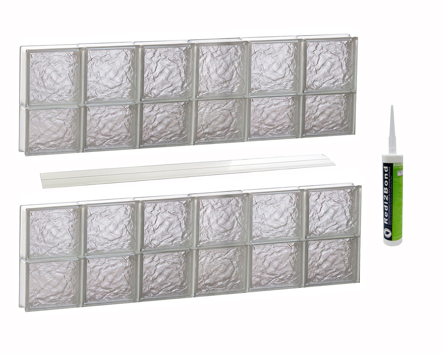 REDI2SET S4826IS Ice Glass 46-1/2-in x 25-in Frameless Replacement Glass Block Window