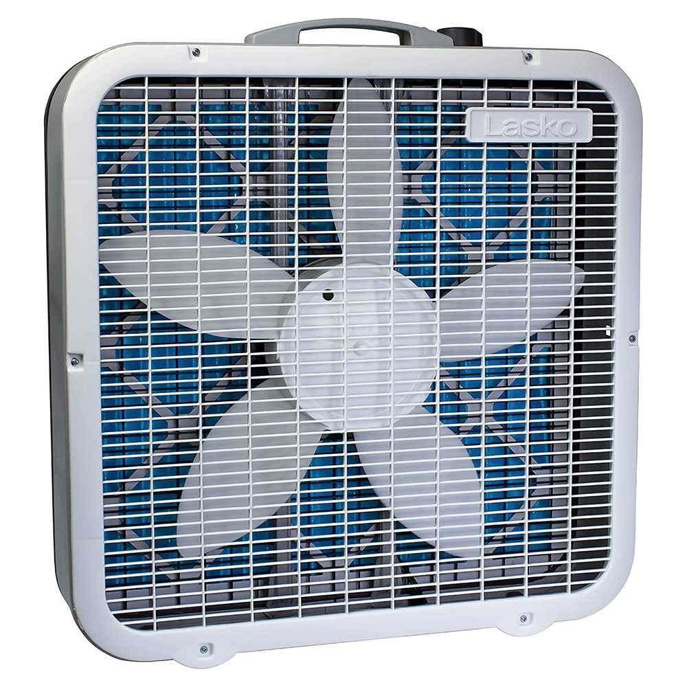 Lasko 240652 Air Flex Steel Portable Home Office 3 Speed Air Purifier Box Room Fan with 5 Blades Manual Ergonomic Control Knob and 6 Foot Cord White