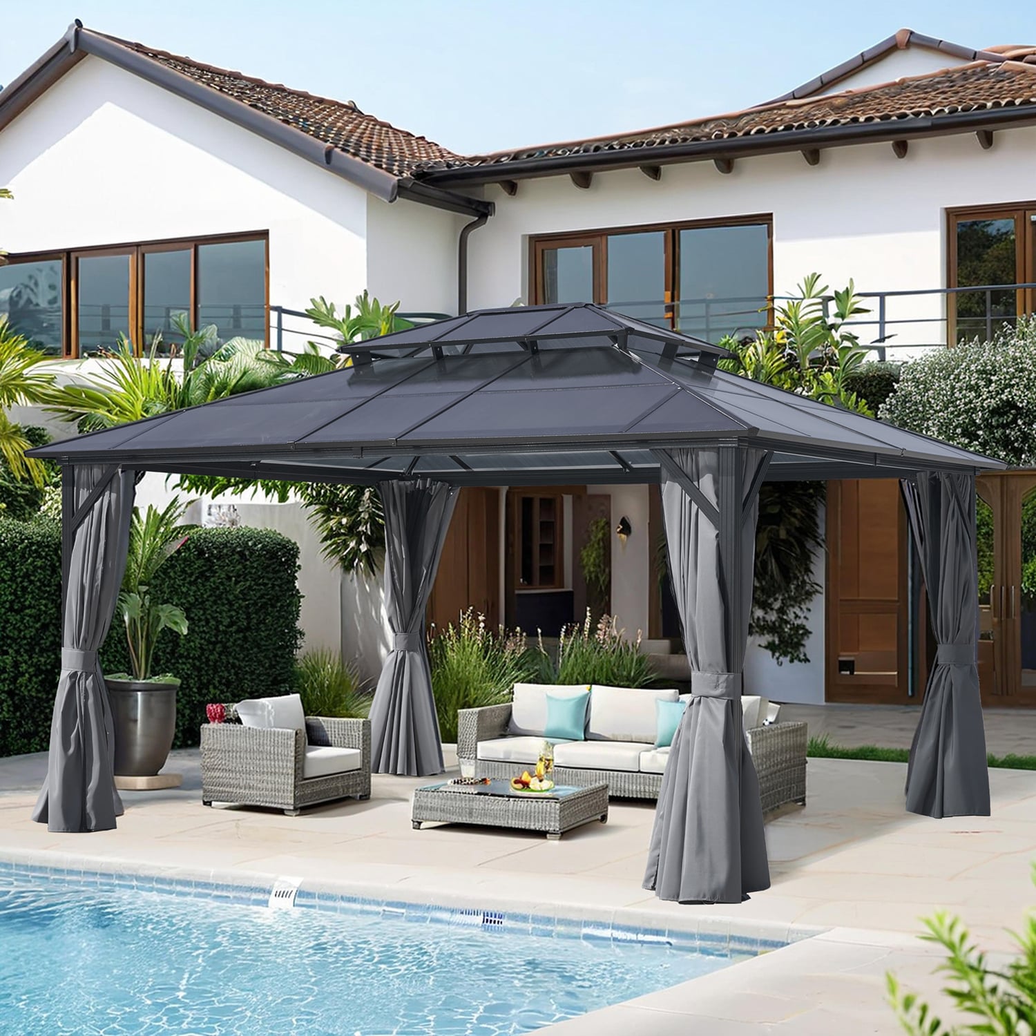 Mondawe MD-OF50AAR 12-ft x 16-ft Gray Rectangle Solarium with Hardtop Roof (Screen Included)