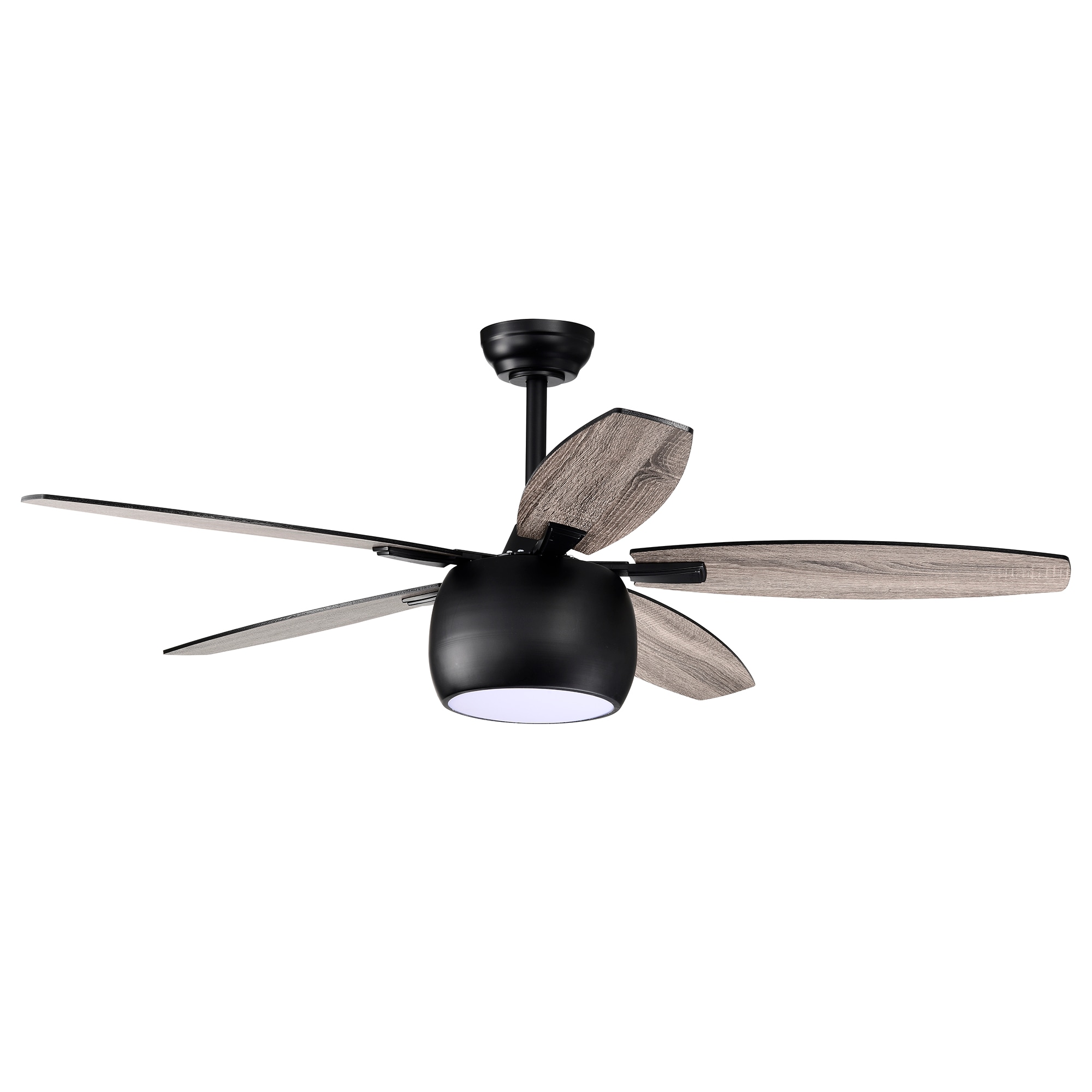 Matte Black 52" Ceiling Fan with Reversible Blades and LED Light