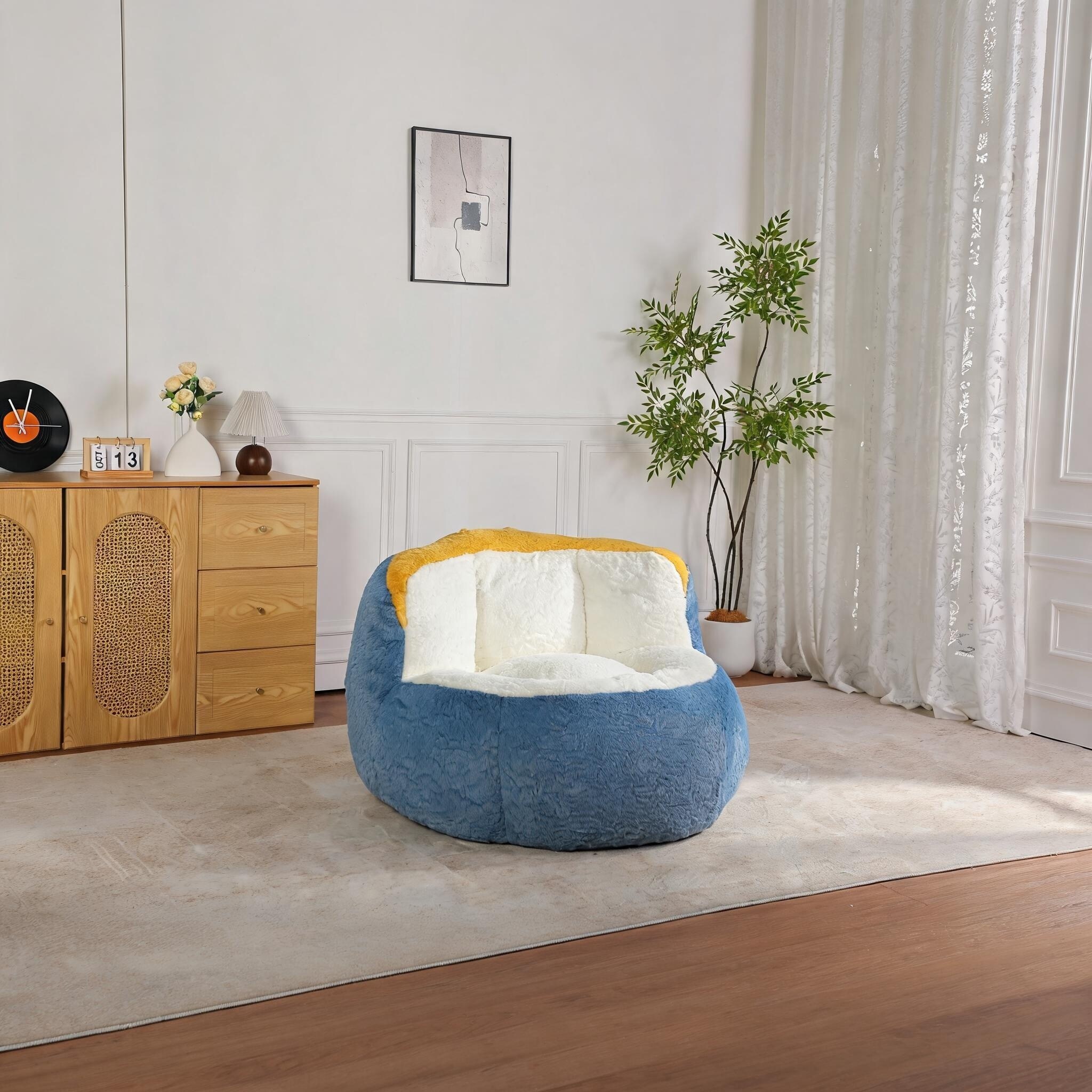 Horizons Prime Oversized Multicolor Faux Fur Bean Bag Chair with