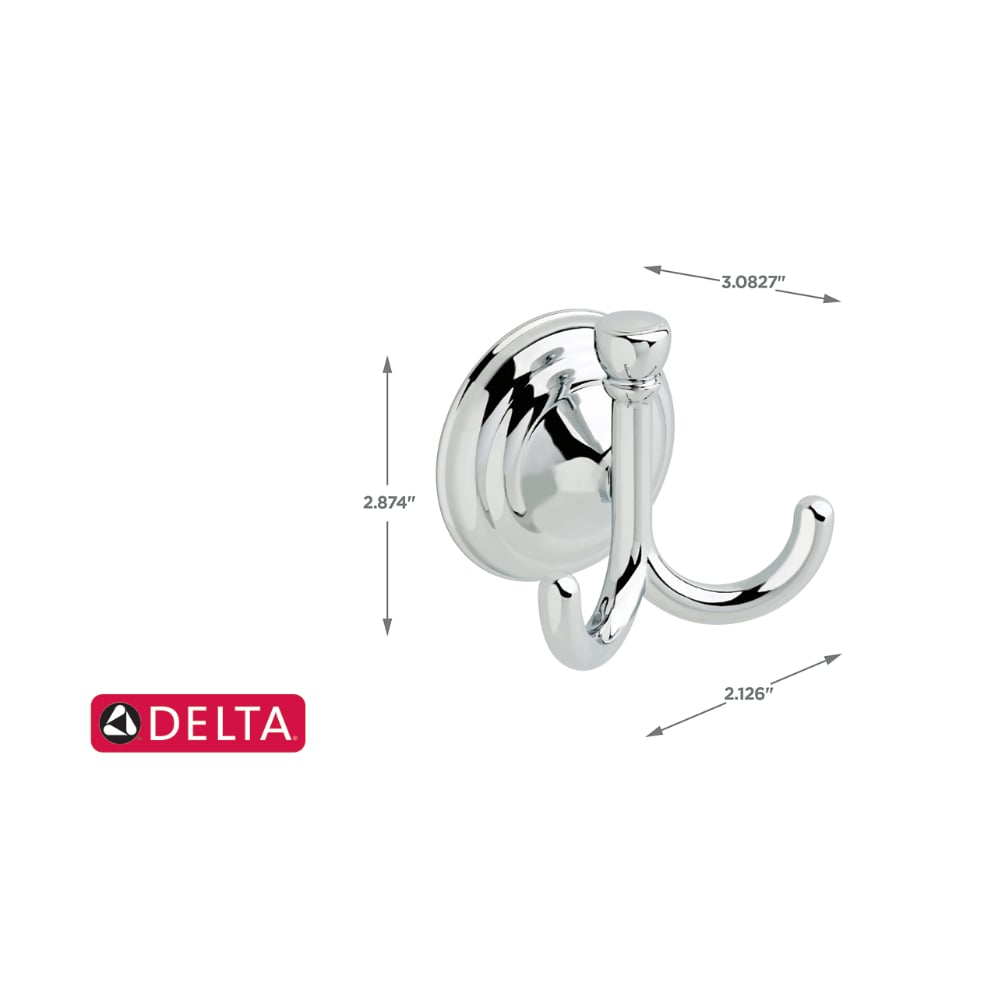 Delta Windemere Polished Chrome Double-Hook Wall Mount Towel Hook