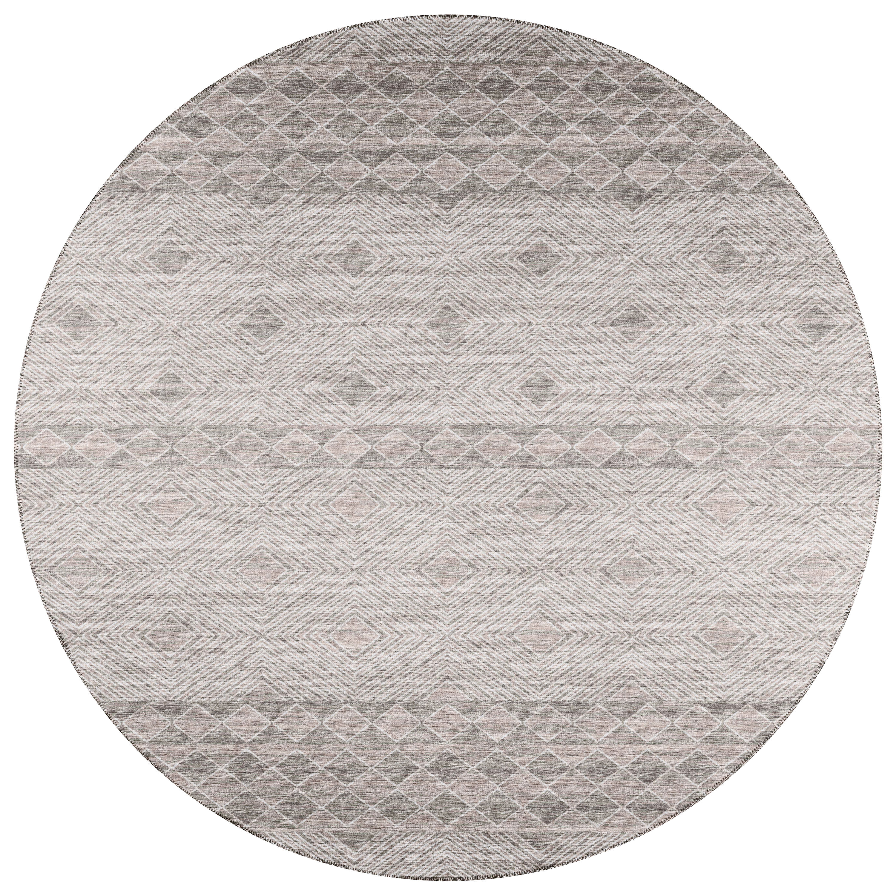 Addison Rugs AYU31TA8RO Yuma 8 x 8 (ft) Chenille Taupe Round Indoor/Outdoor Geometric Southwestern Area rug
