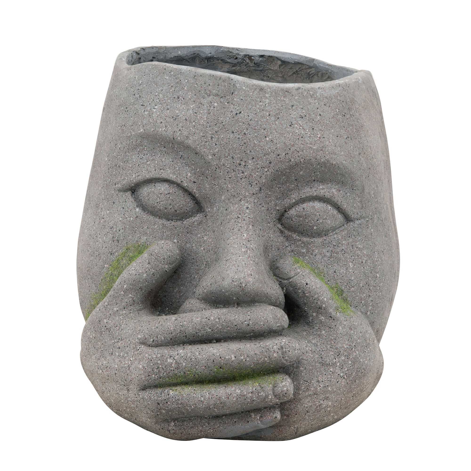 Yiekholo LL-1632AA Round 9.06-in W Medium Gray Polyrattan Indoor/Outdoor Planter with Self Watering