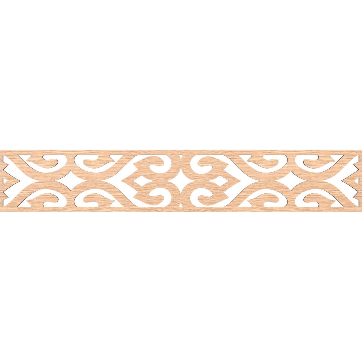 Ekena Millwork MLDA08X46KEERO Keene Fretwork Flat Trim 8-in x 3.89-ft Red Oak Brown Unfinished 2157100 Pierced Wall Panel Moulding