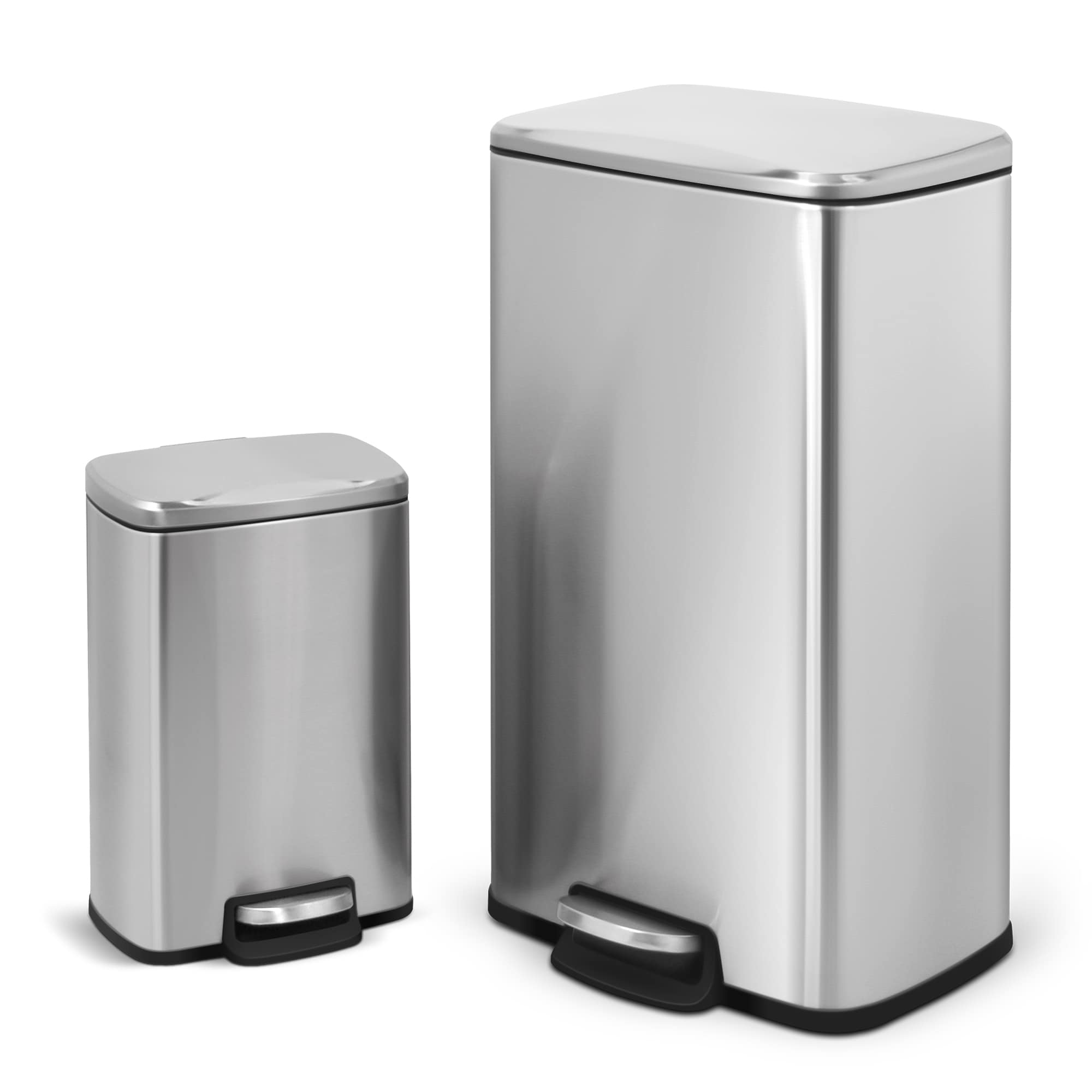 MEGA CASA MGCS-AS1907 8 Gallon and 1.3 Gallon Stainless Steel with Soft Close Lids Trash Cans