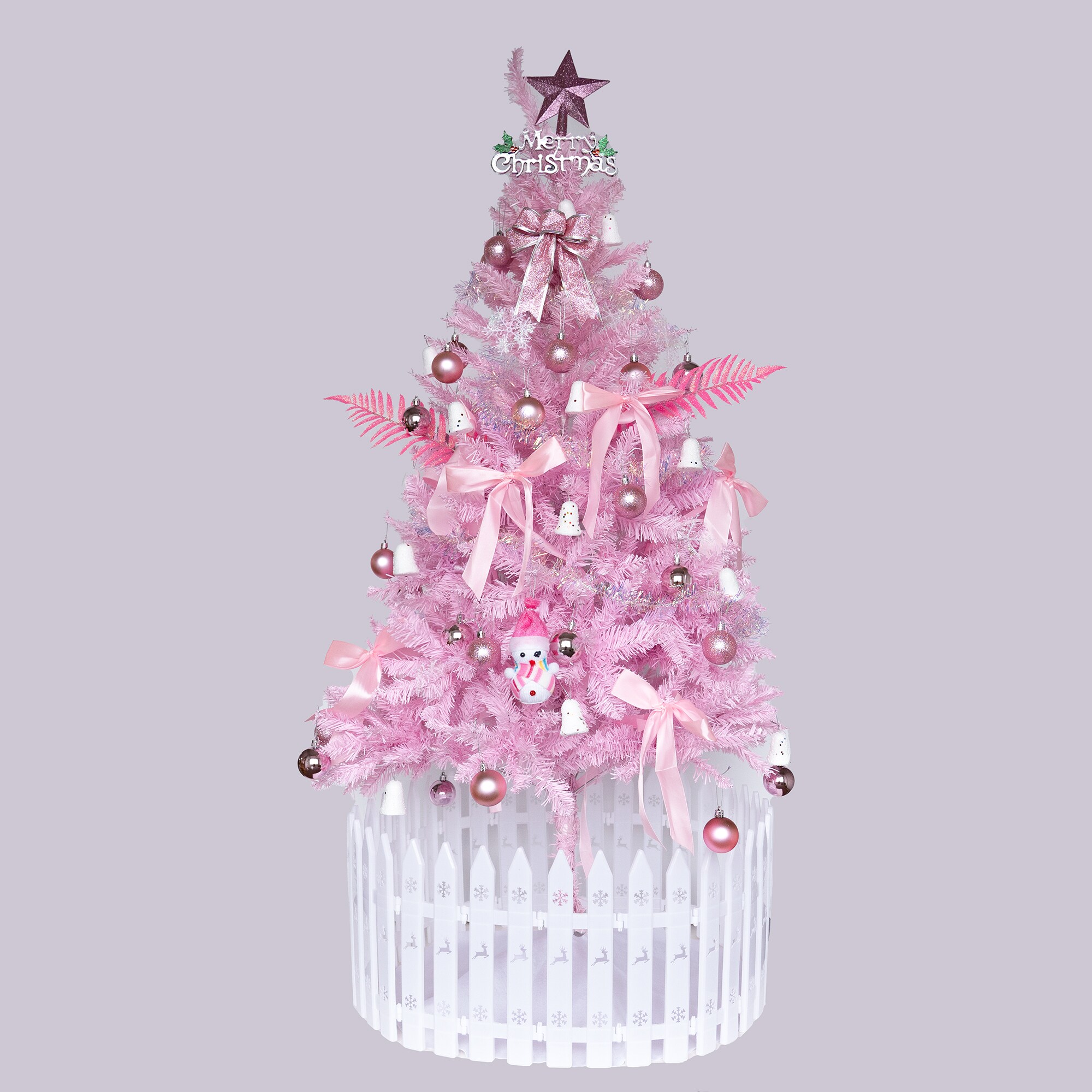 AAZJ NBC-CM70558 3-ft Alaskan flocked Pencil Flocked Pink Artificial Christmas Tree
