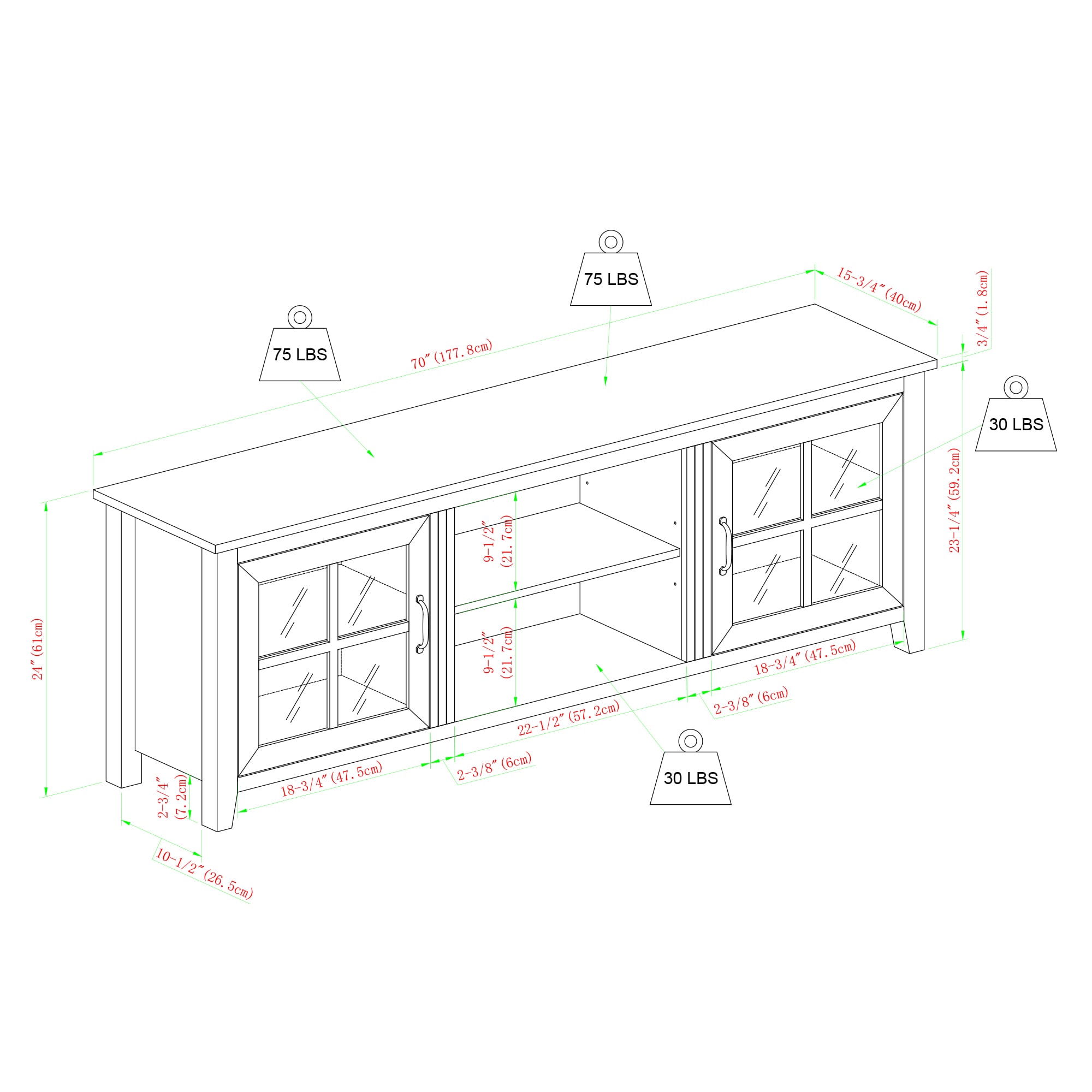Walker Edison LW70CSGDRO Tv-Stands - View #11