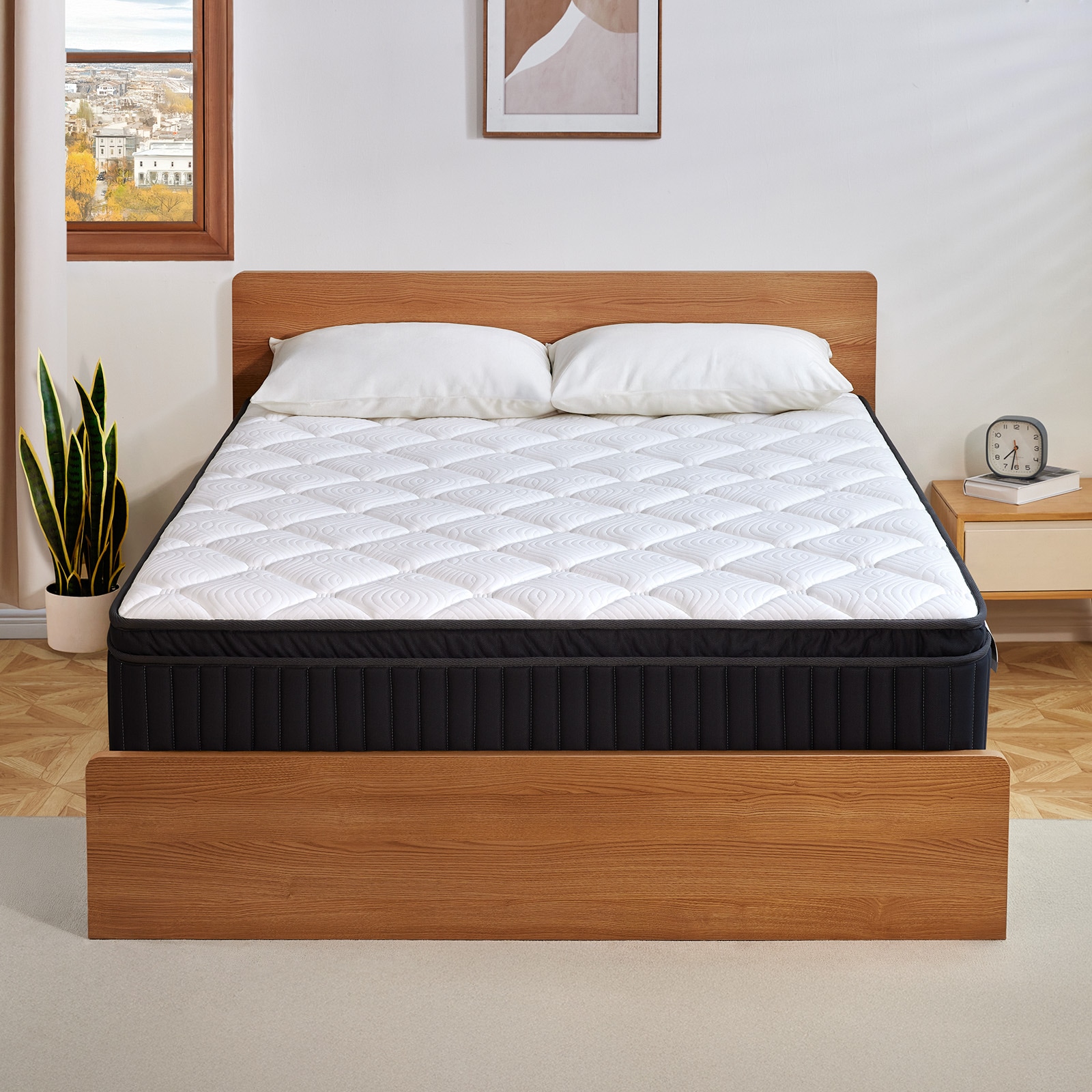 Ifluous 12-in Medium Twin Hybrid Memory Foam/Coil Blend Mattress in a Box with Boxspring Included #LSMH12-12T
