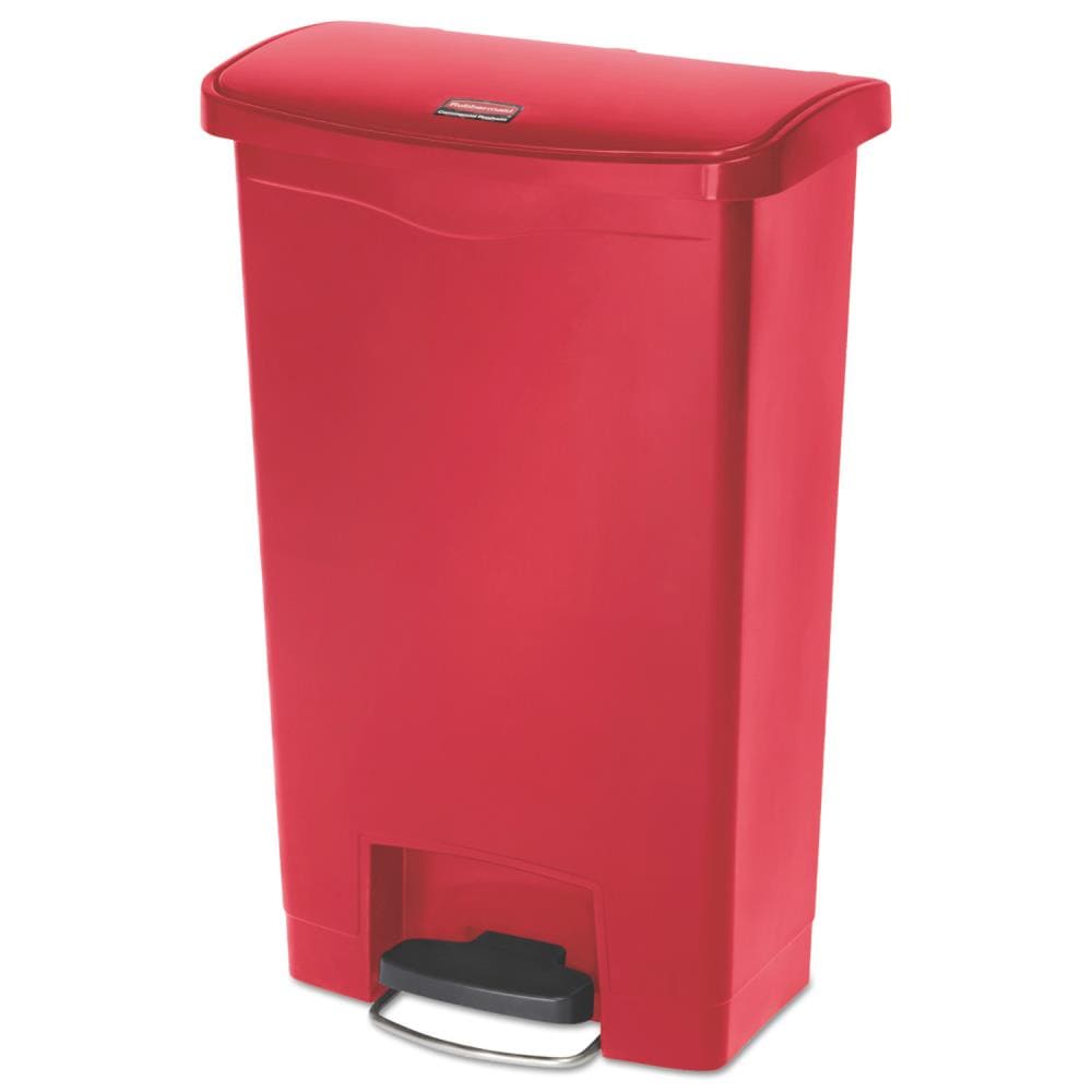 Rubbermaid Commercial Products 13-Gallons Red Plastic Touchless Kitchen  Trash Can with Lid Indoor in the Trash Cans department at