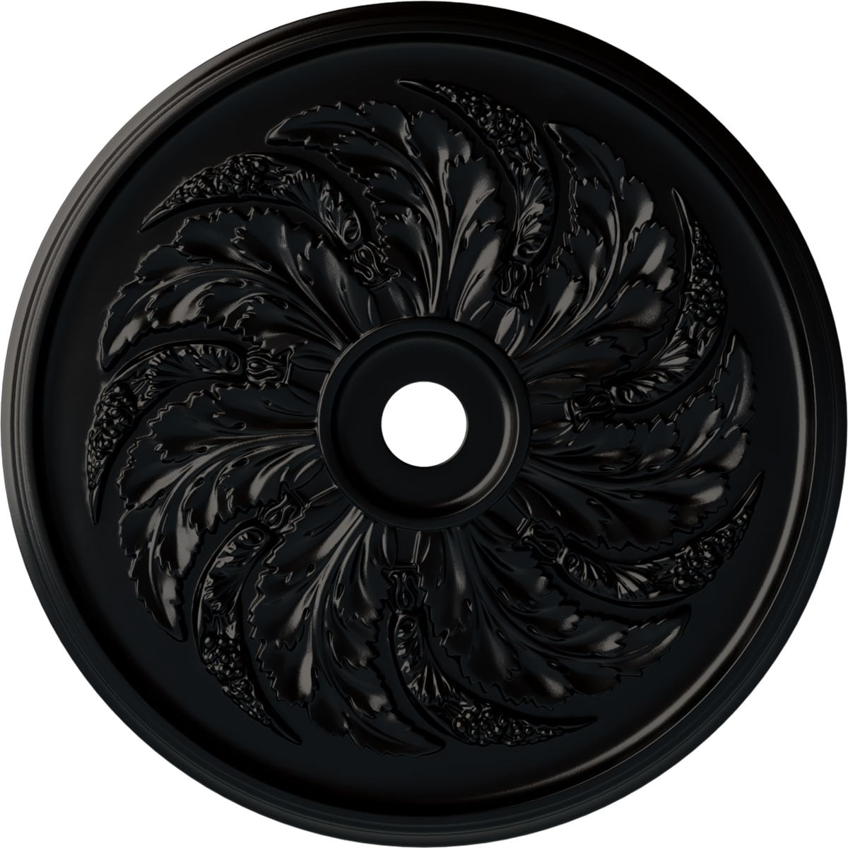 Ekena Millwork CM42SKBLF Sellek 42.125-in W x 42.125-in L Painted Jet Black Polyurethane Whole Ceiling Medallion