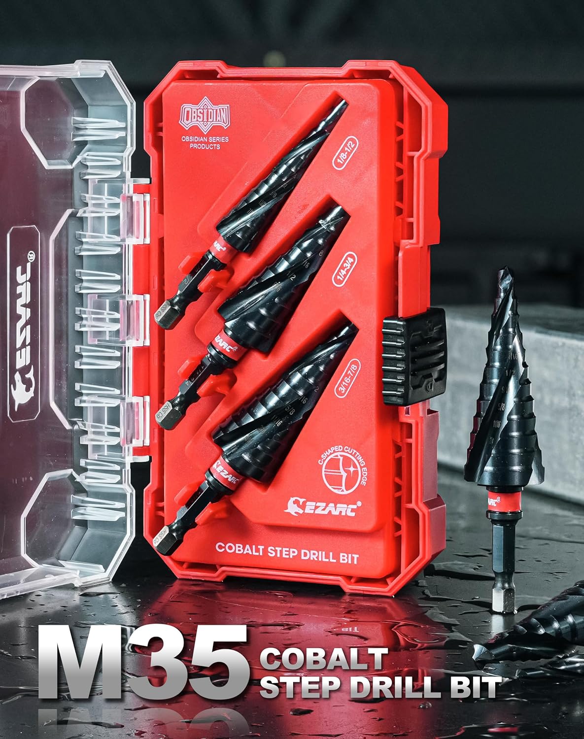 EZARC Step Drill Bit for Metal M35 Cobalt Unibit Step Drill Bit