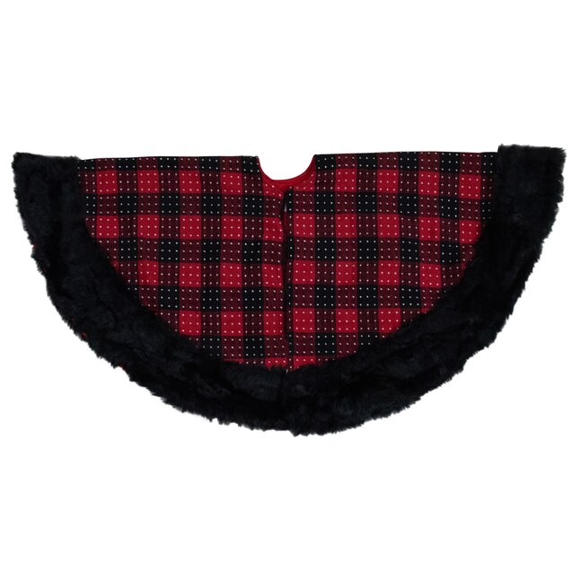 Northlight 48-Inch Black Plaid Christmas Tree Skirt with Polka Dot ...