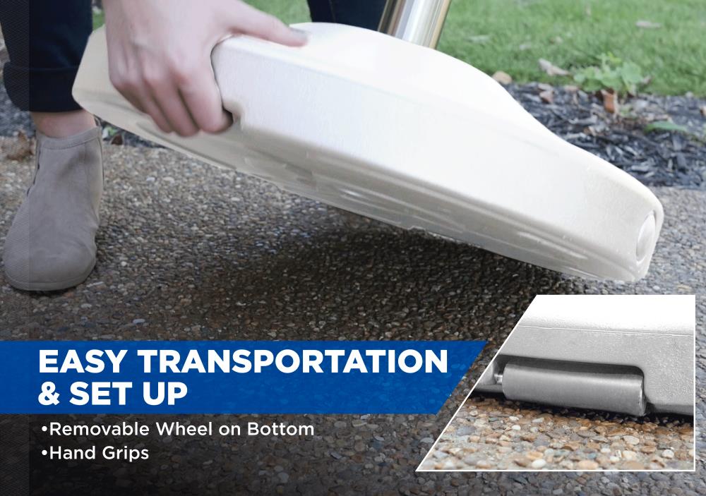White Corrosion-Resistant Steel Wheeled Parasol Base