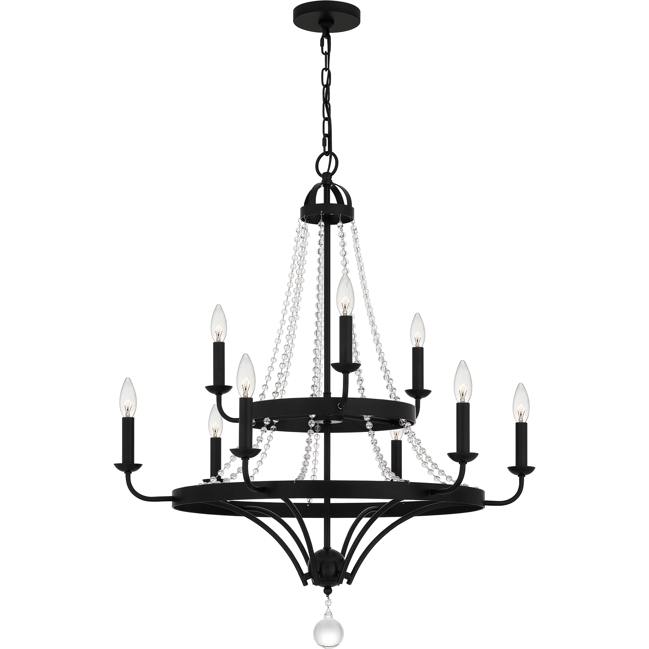 Quoizel ADL5030MBK Adelaide 9-Light Matte Black Transitional Damp Rated Chandelier