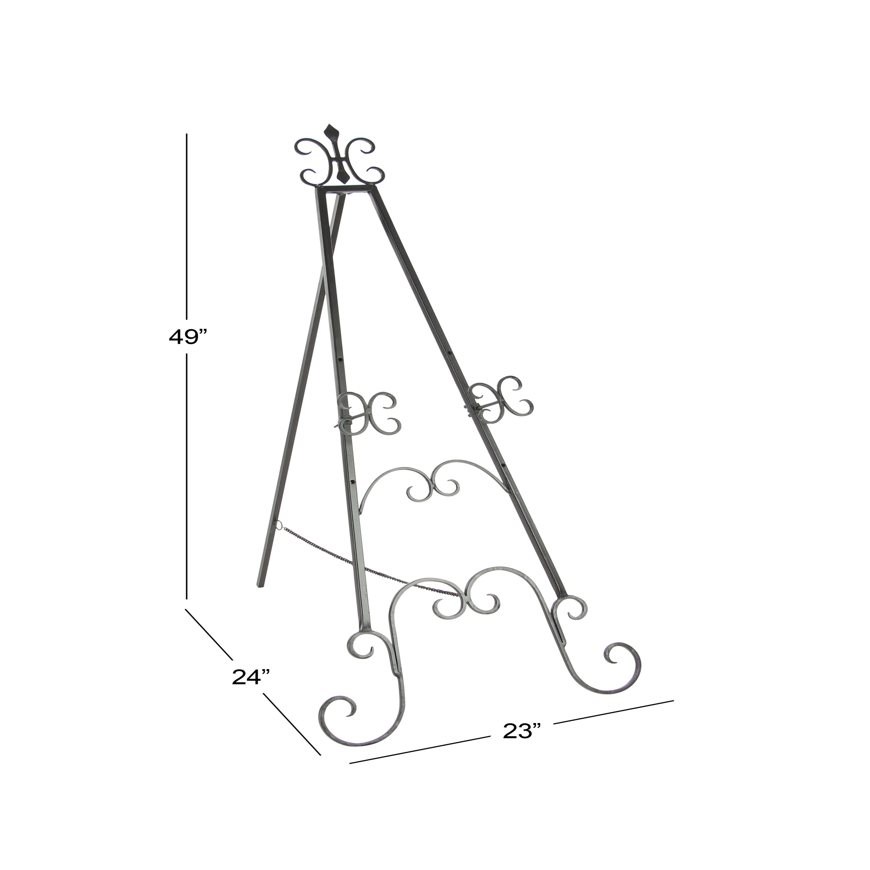 Black Metal Adjustable Scroll Easel with Chain Support