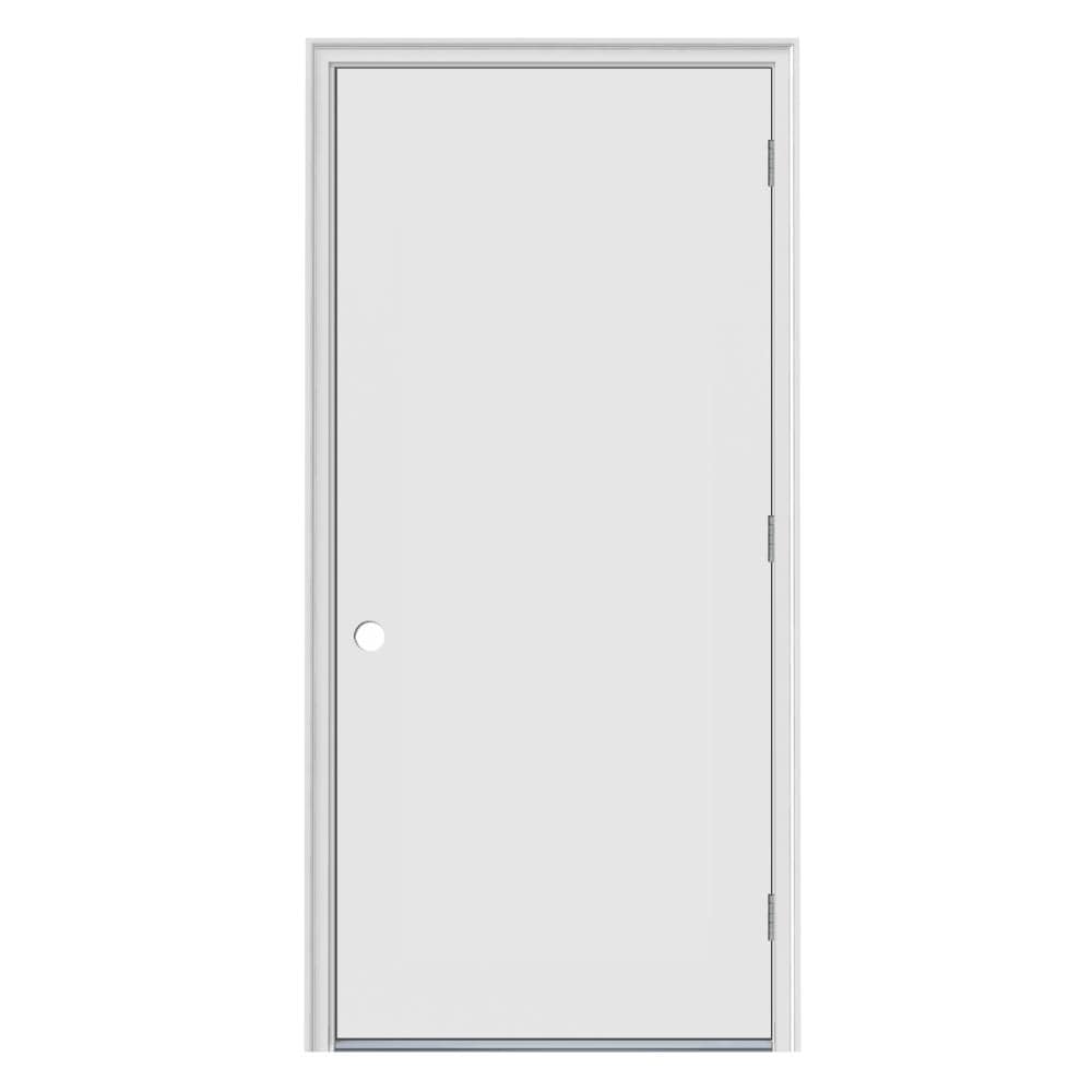 JELD-WEN JW227600002 32-in x 80-in x 4-9/16-in Steel No glass Left-hand outswing Primed Prehung Front Door with Brickmould Insulating core