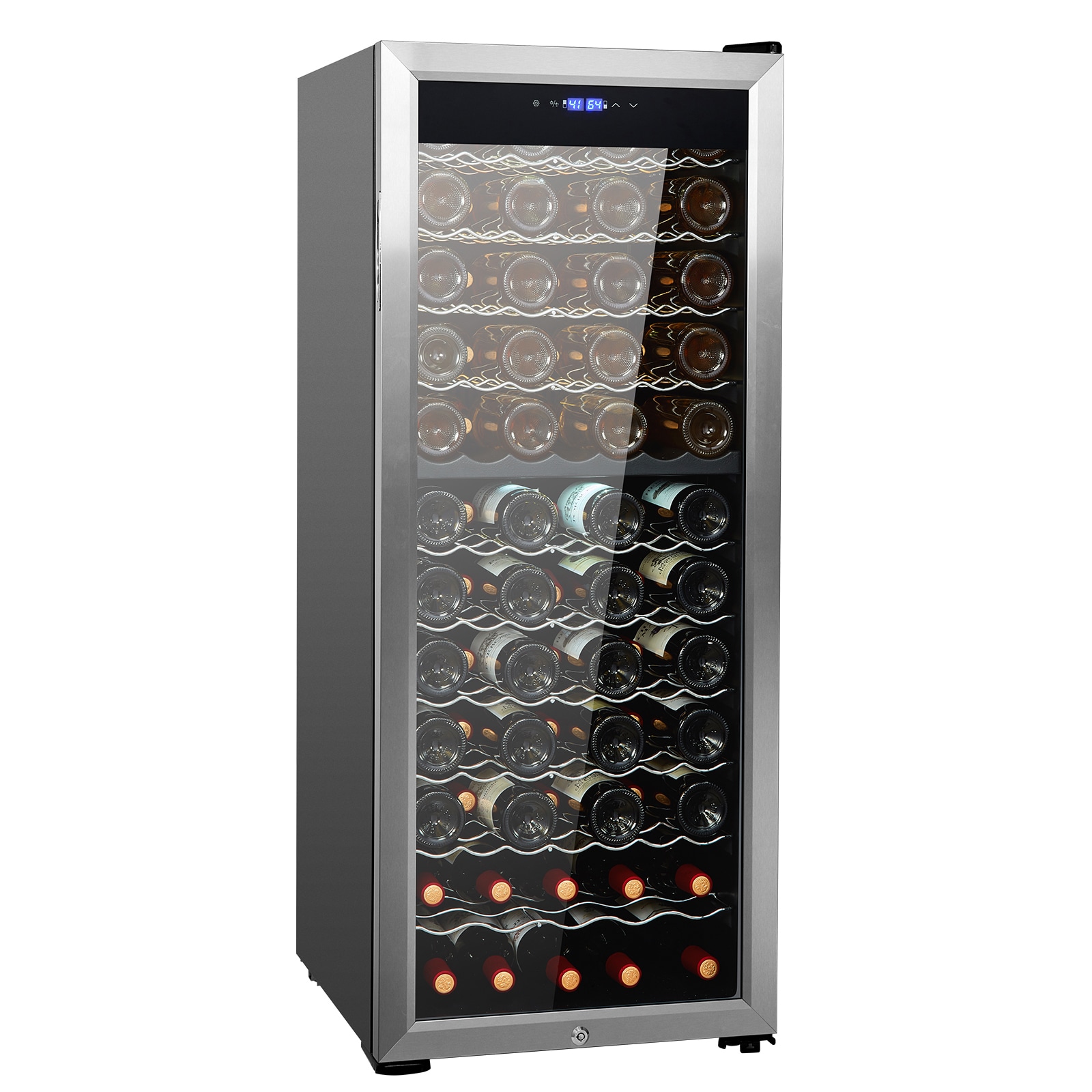 VEVOR SCDLSJJBXJJD06407V1 80-Bottle Wine Cooler Dual Zone and Dual Temperature Wine Fridge Freestanding Refrigerator with Circulating Air-cooling and Digital Control Mirrored Glass Door with UV Protection for Home Bar