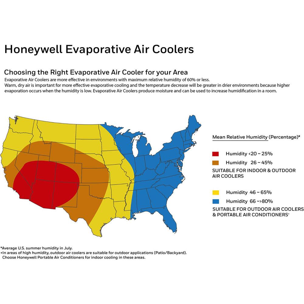 Honeywell 470-CFM 3-Speed Indoor Portable Evaporative Cooler for 280-sq ...