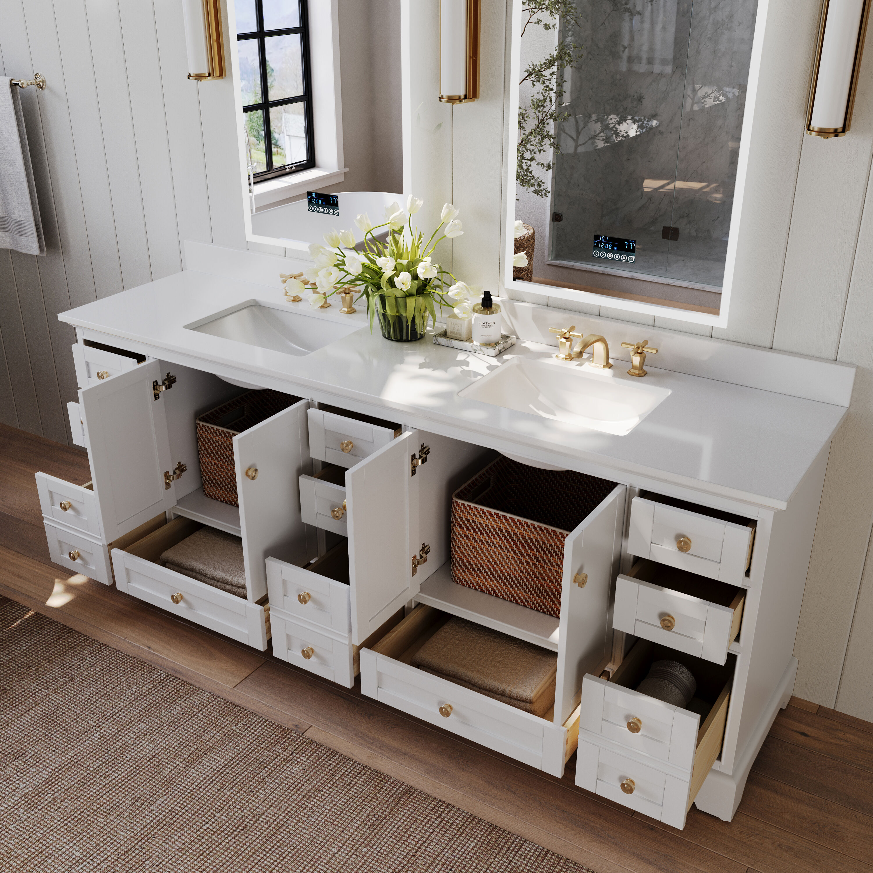 Ancerre Designs VTSAUDREY84-W-QCL-GD Bath-Vanity-Combo - View #6