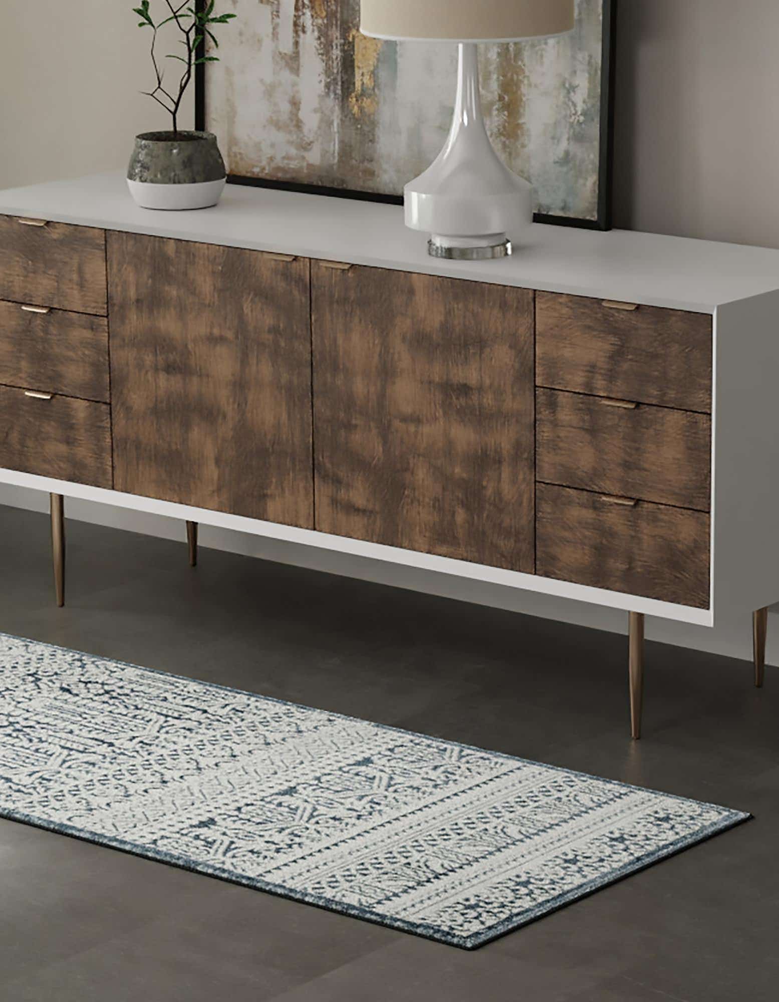 Unique Loom 3186904 Jill Zarin Uptown 3 x 14 (ft) Loomed Polypropylene Blue Rectangular Indoor Geometric Bohemian/Eclectic Runner