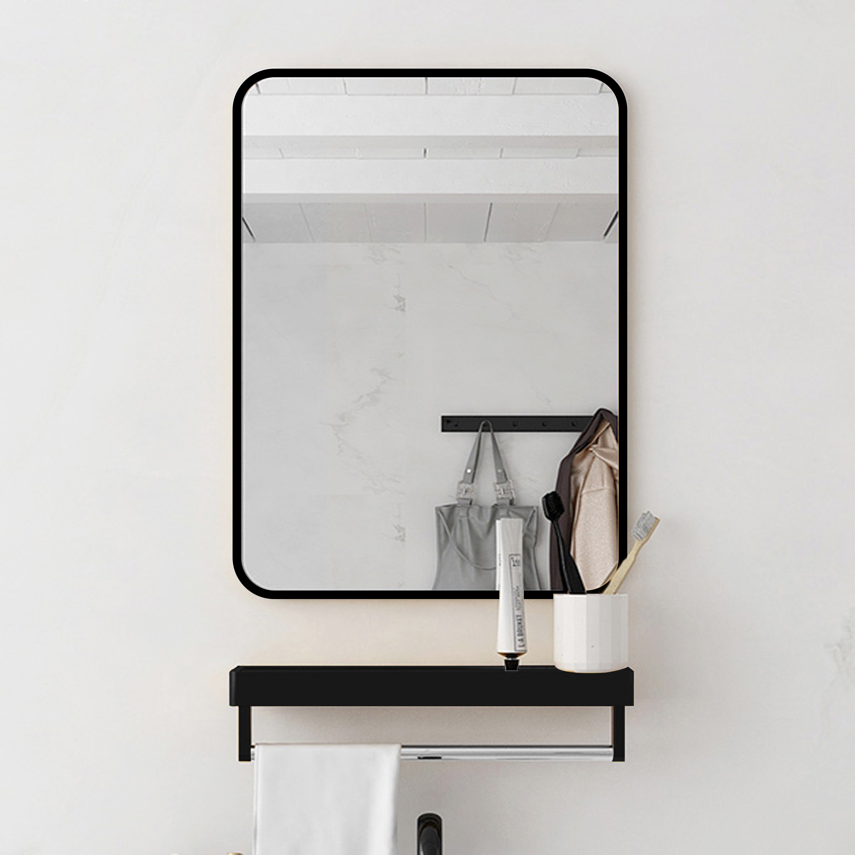 CESICIA W62D22 24-Inches W x 30-Inches H Rectangle Black Framed Wall Mirror