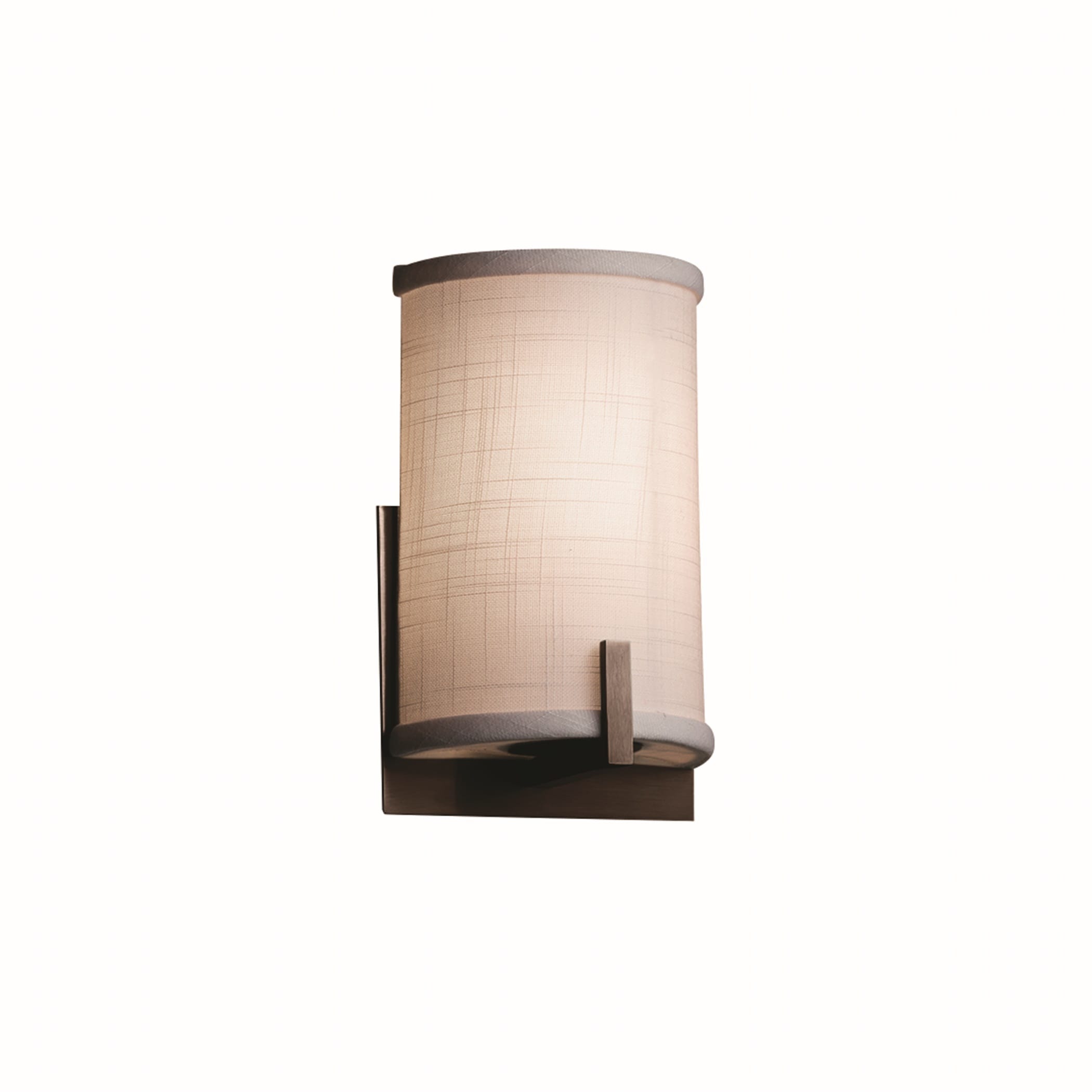 Justice Design Group FAB-5531-WHTE-DBRZ Textile 5.5-in W 1-Light Dark Bronze Transitional Wall Sconce