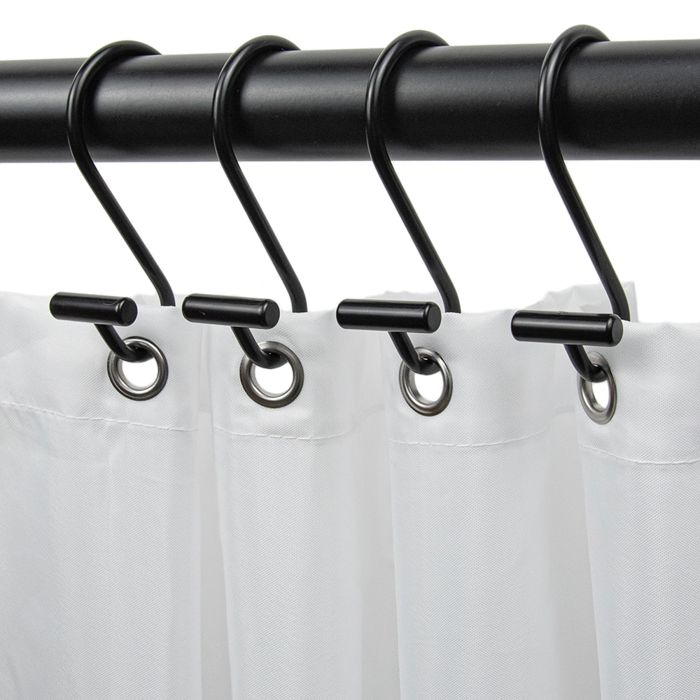12-Pack Matte Black Single Shower Curtain Hooks