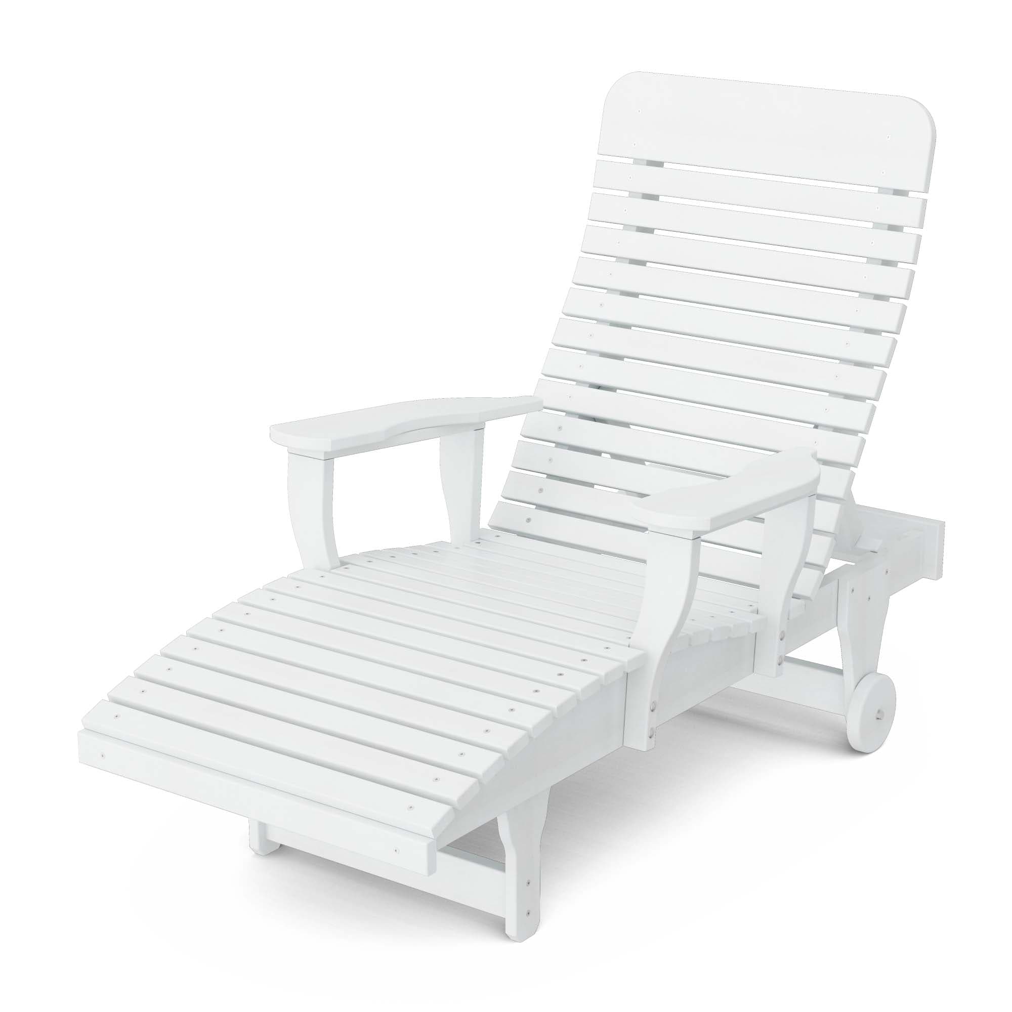 Wildridge LCC-460-BW Signature White Plastic Frame Stationary Chaise Lounge Chair with Slat Seat