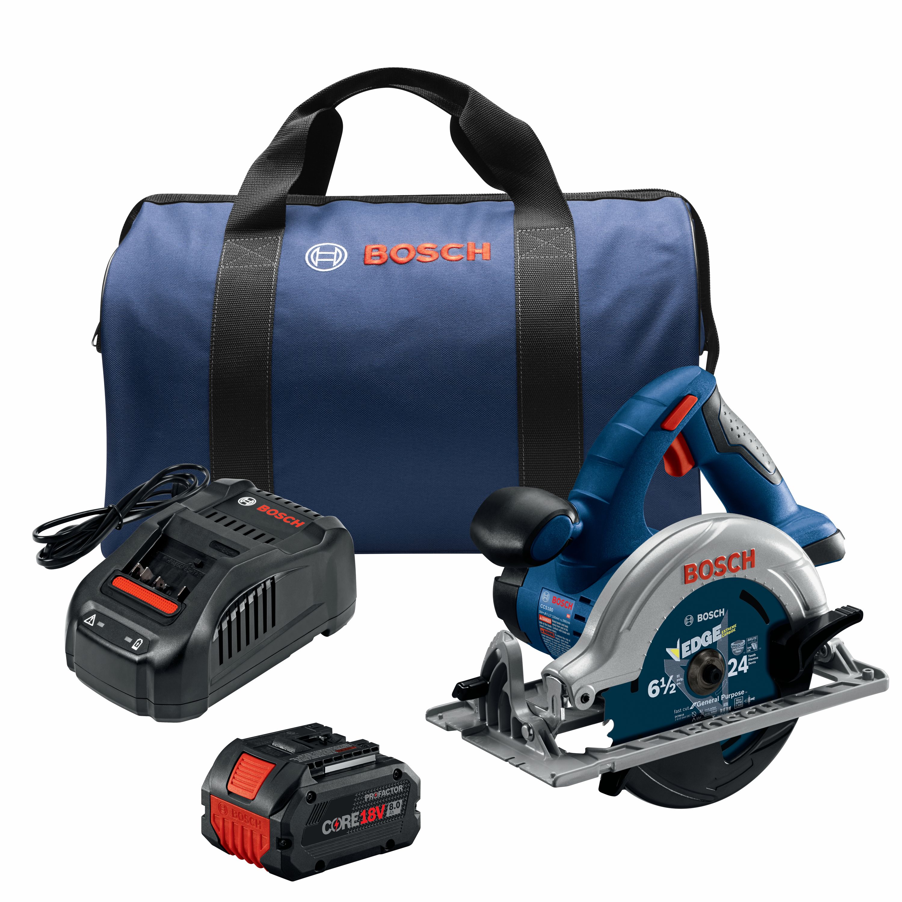 Bosch 18V 6 1/2in Circular Saw Blade Left Kit with 2 CORE18V 4Ah