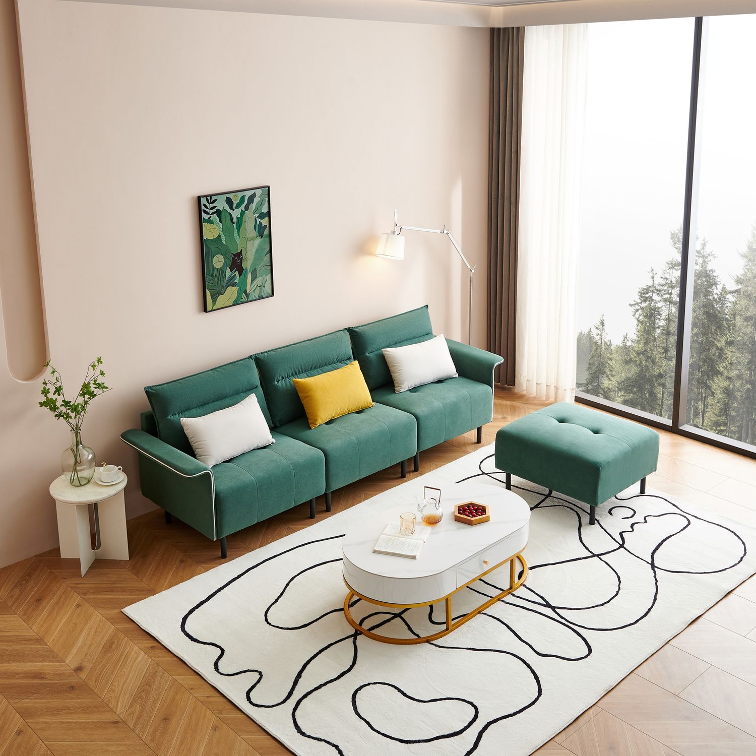JASMODER W1036S00024 Modern Green Sofa