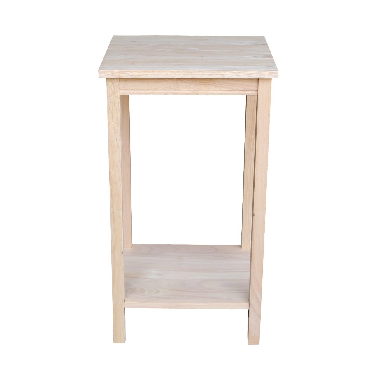 Elegant Unfinished Parawood Portman Accent Table with Shelf