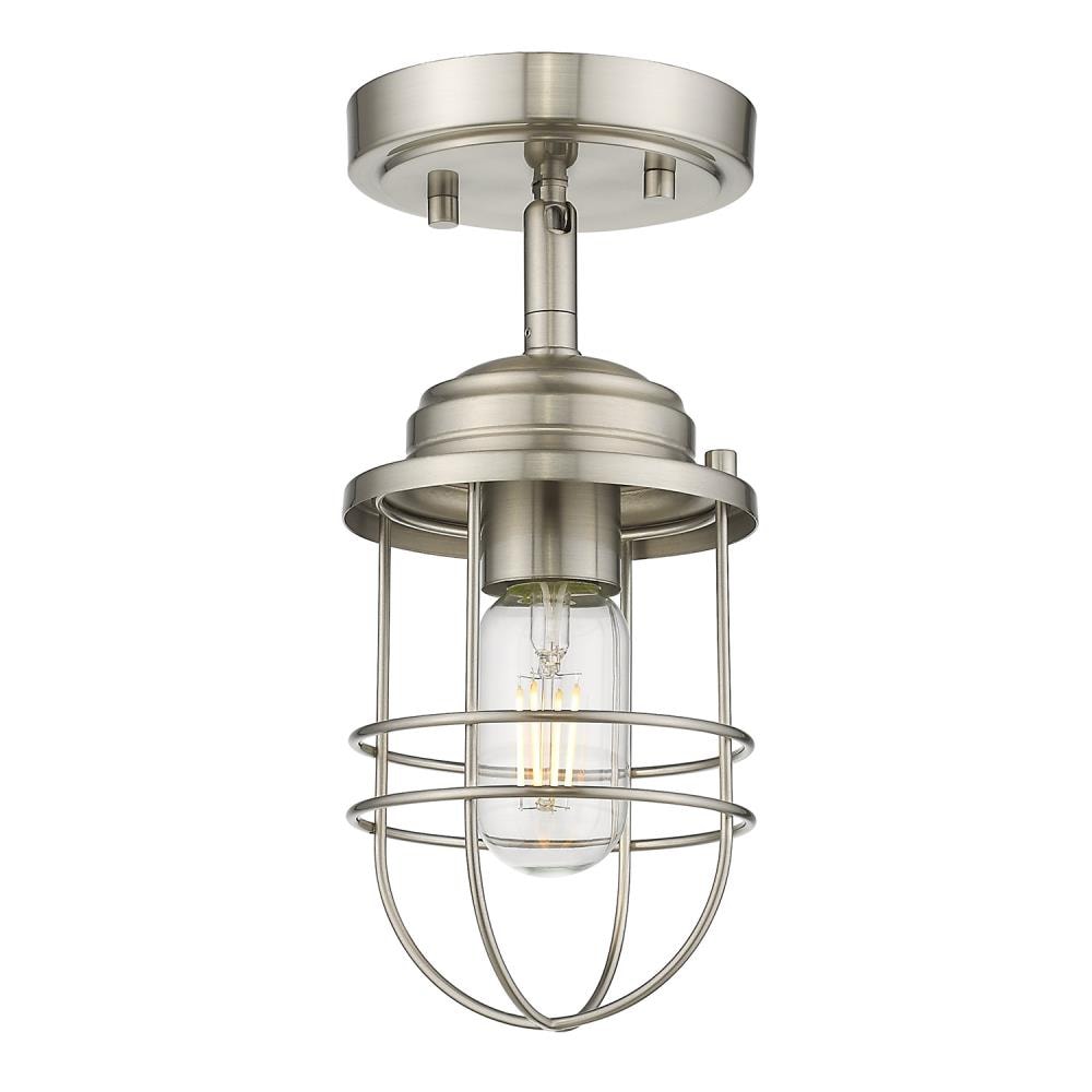 Golden Lighting 9808-SF PW Seaport 1 -Light 4.75-in Satin Pewter Semi Flush Mount Light
