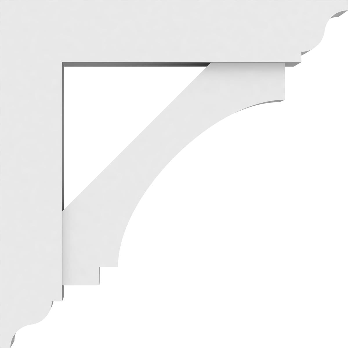 White PVC Architectural Grade Decorative Corbel Bracket, 3"W x 14"D x 14"H