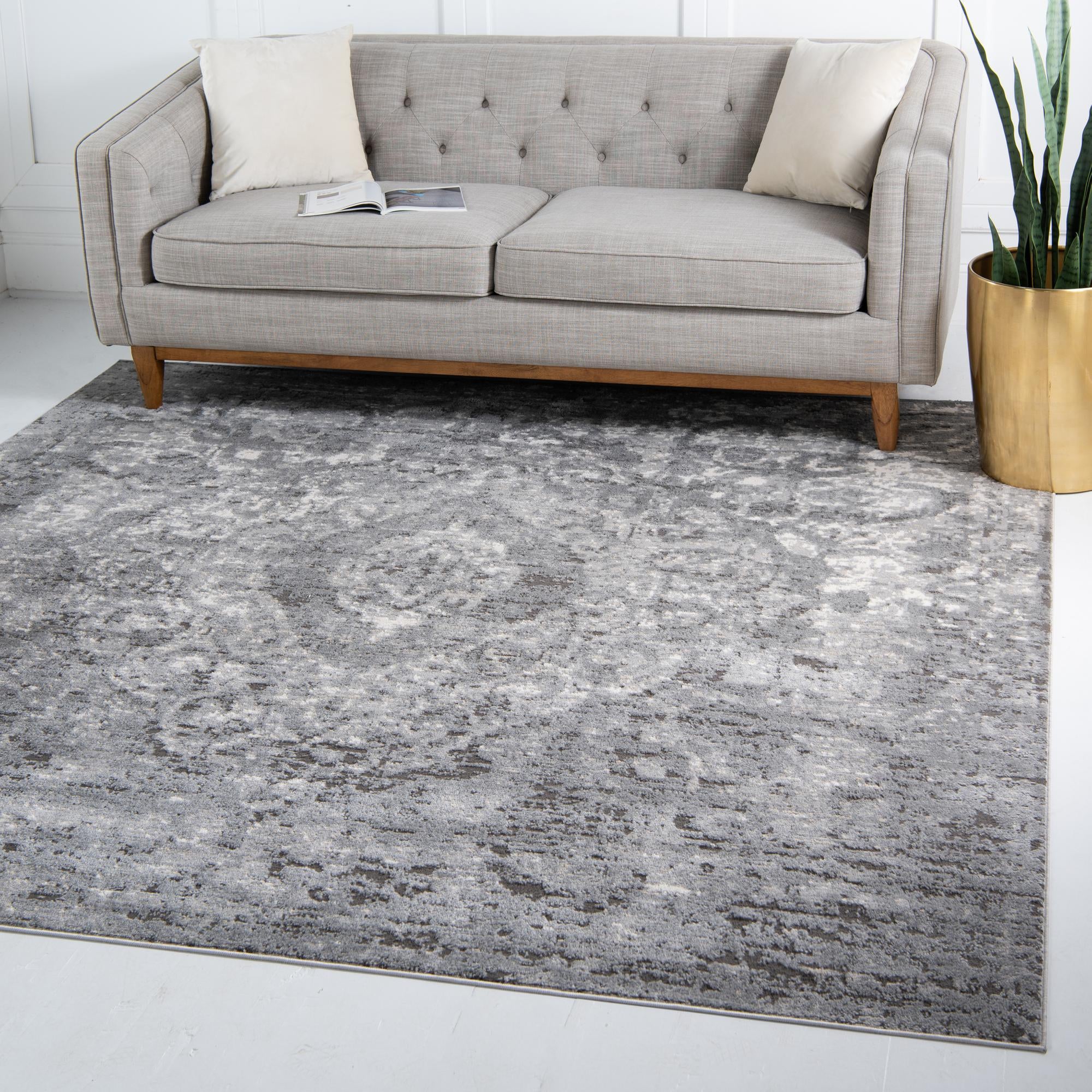 Unique Loom 3147475 Portland 8 x 8 (ft) Loomed Polypropylene Gray Square Indoor Medallion Area rug