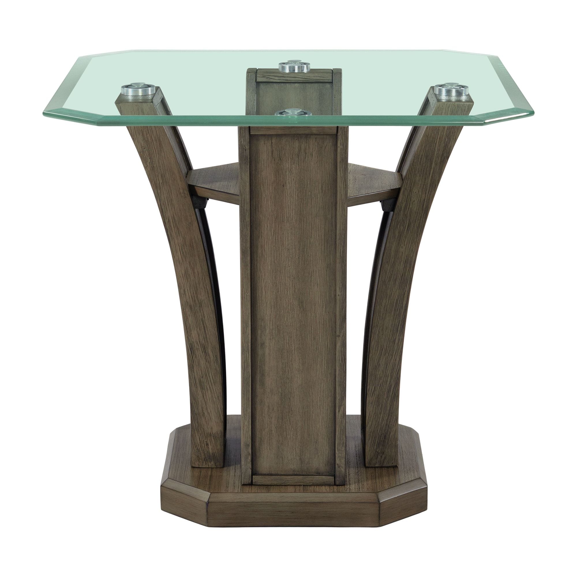 Picket House Furnishings TPR350ET Simms 26-in W x 24-in H Grey Glass Square Modern End Table with Storage Assembly Required